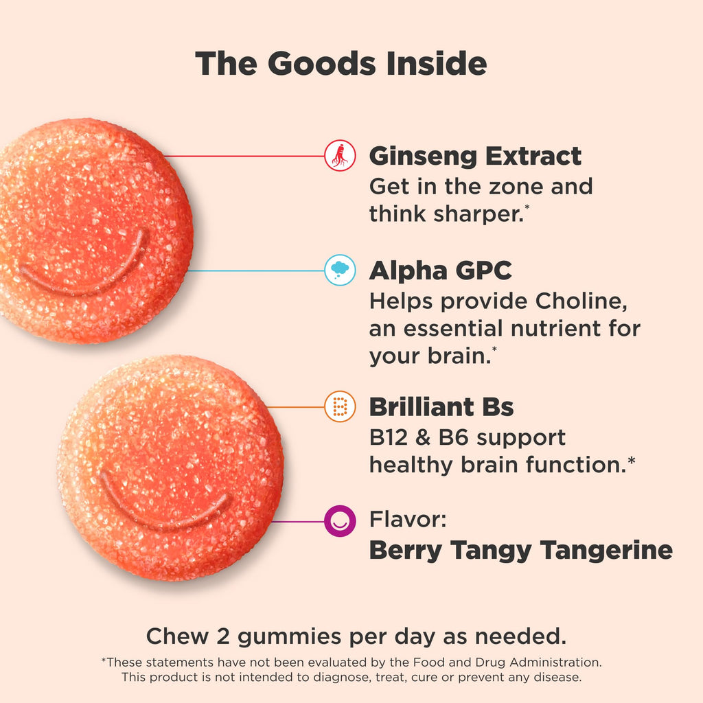 OLLY Laser Focus Gummy, Ginseng, Alpha GPC, B Vitamins, Berry Tangerine Flavor - 36 Count OLLY Au supplements