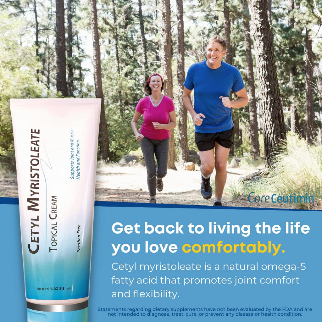 Cetyl Myristoleate Topical Cream Omega 5 Fatty Acid - Helps Reduce Joint and Muscle Discomfort - Includes Arnica, Glucosamine, Aloe,Jojoba, Sunflower & Sesame Seed Oil - 4oz. by Coreceutimin CoreCeutimin Au supplements