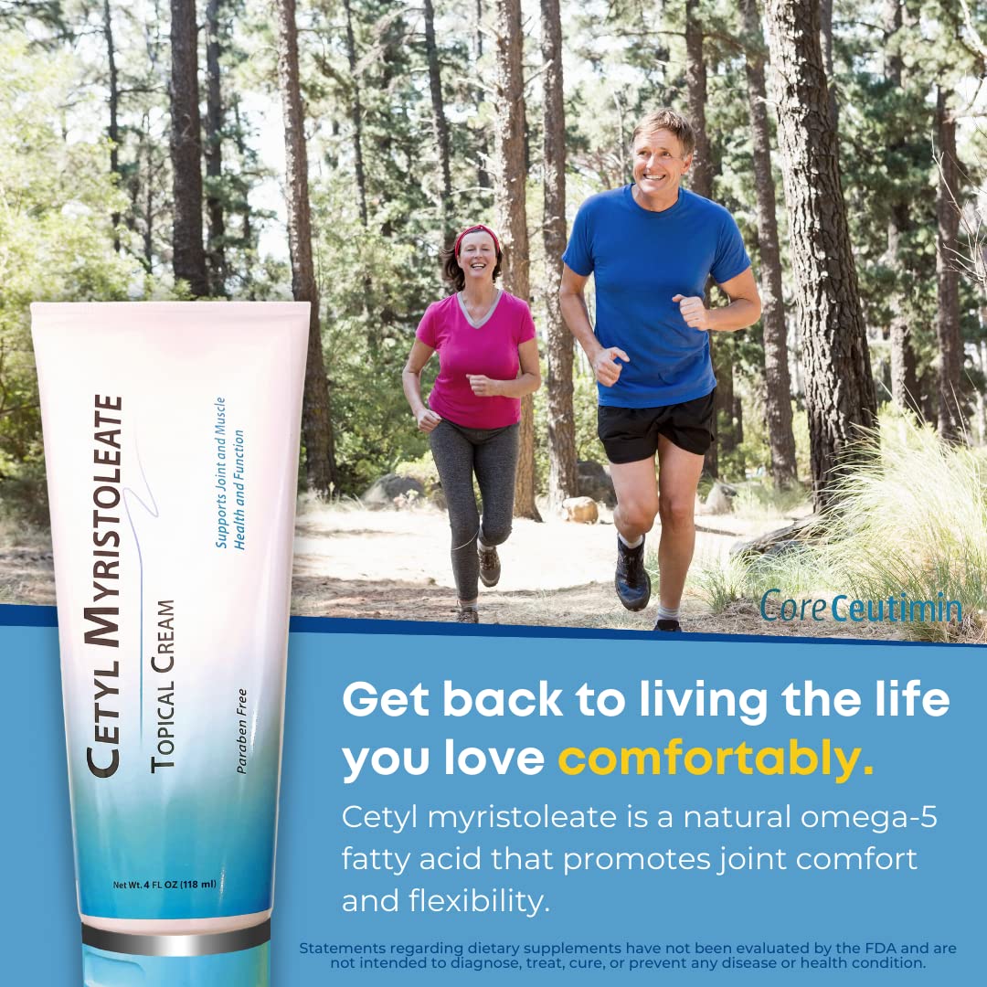 Cetyl Myristoleate Topical Cream Omega 5 Fatty Acid - Helps Reduce Joint and Muscle Discomfort - Includes Arnica, Glucosamine, Aloe,Jojoba, Sunflower & Sesame Seed Oil - 4oz. by Coreceutimin CoreCeutimin Au supplements