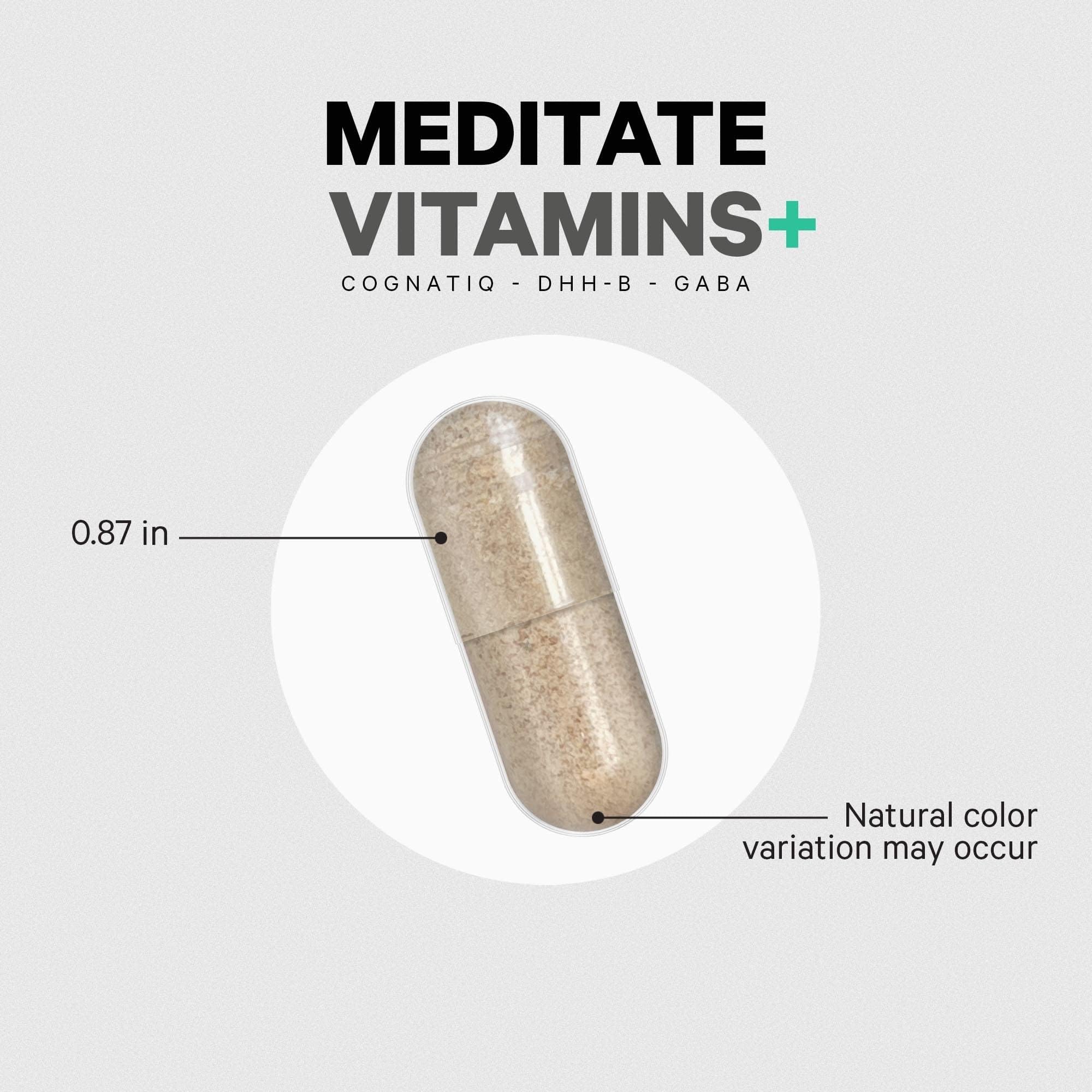 Codeage Meditate Vitamins+ Supplement - CognatiQ, DHH-B, GABA, Ashwagandha, Organic Mushrooms, Blueberries - BDNF Brain Pills and Neuroprotein - Vegan, Non-GMO, Gluten-Free - 60 Capsules Codeage Au supplements