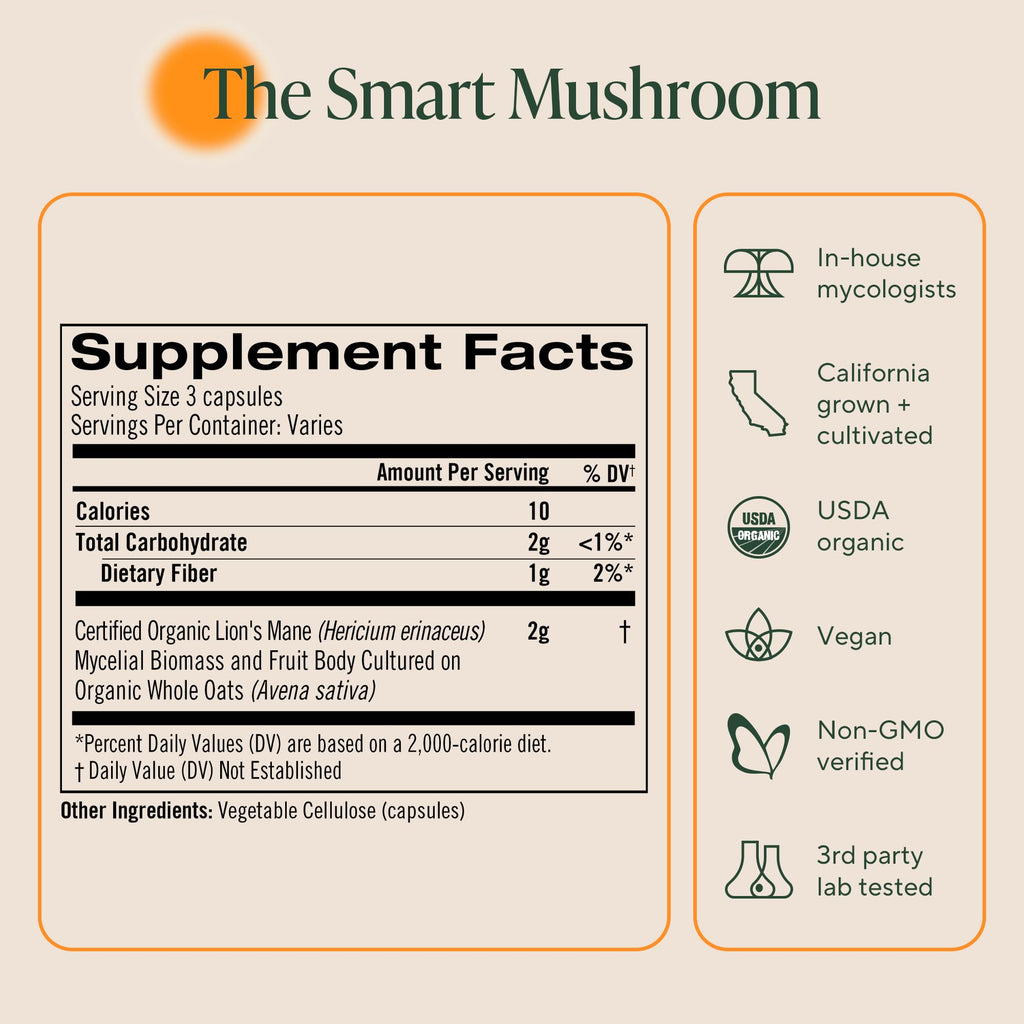 Om Lion’s Mane Mushroom Capsules - Organic Mushroom Supplement and Nootropic - Brain Supplements for Memory and Focus, 180 Count (60 Servings) OM MUSHROOM SUPERFOOD Au supplements