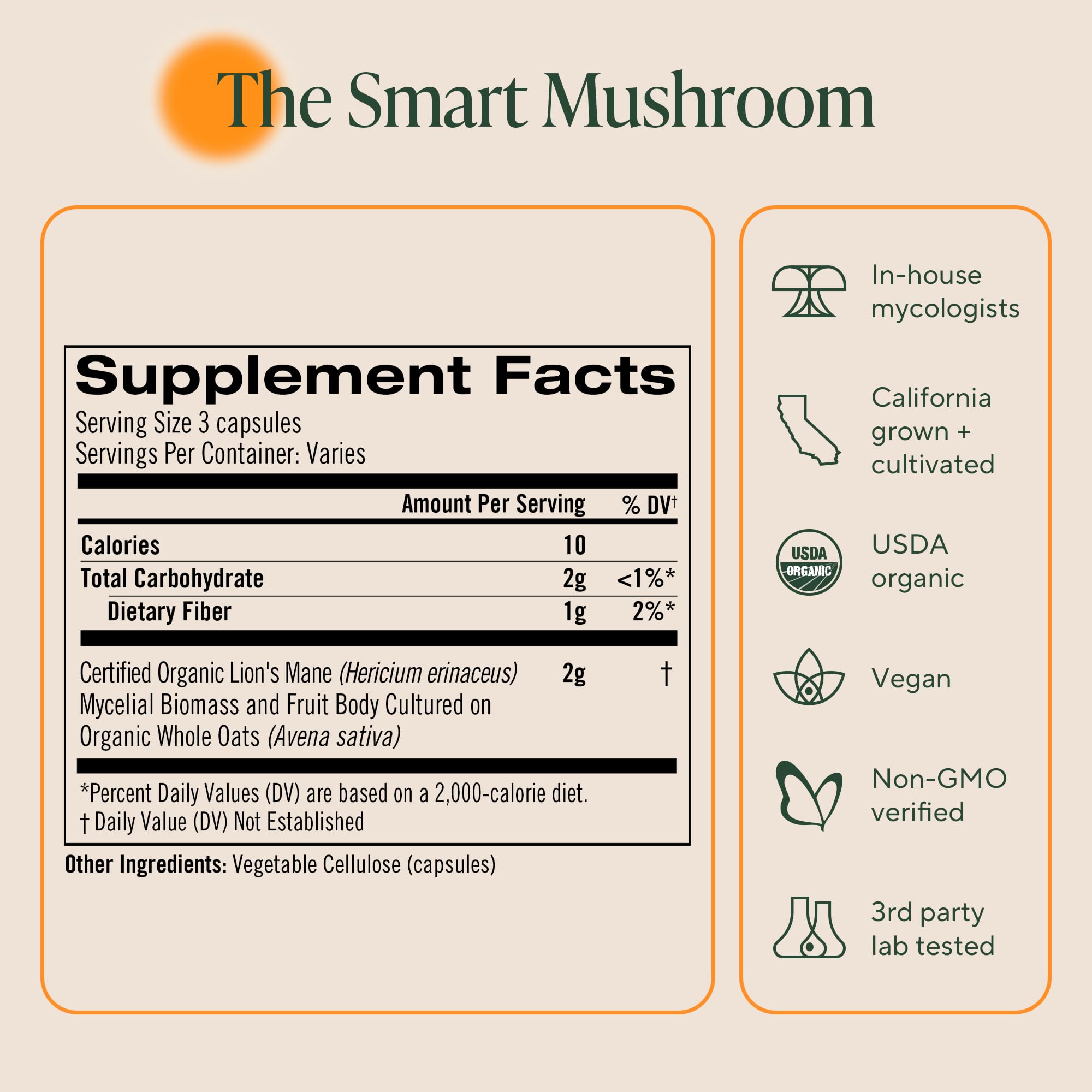 Om Lion’s Mane Mushroom Capsules - Organic Mushroom Supplement and Nootropic - Brain Supplements for Memory and Focus, 180 Count (60 Servings) OM MUSHROOM SUPERFOOD Au supplements