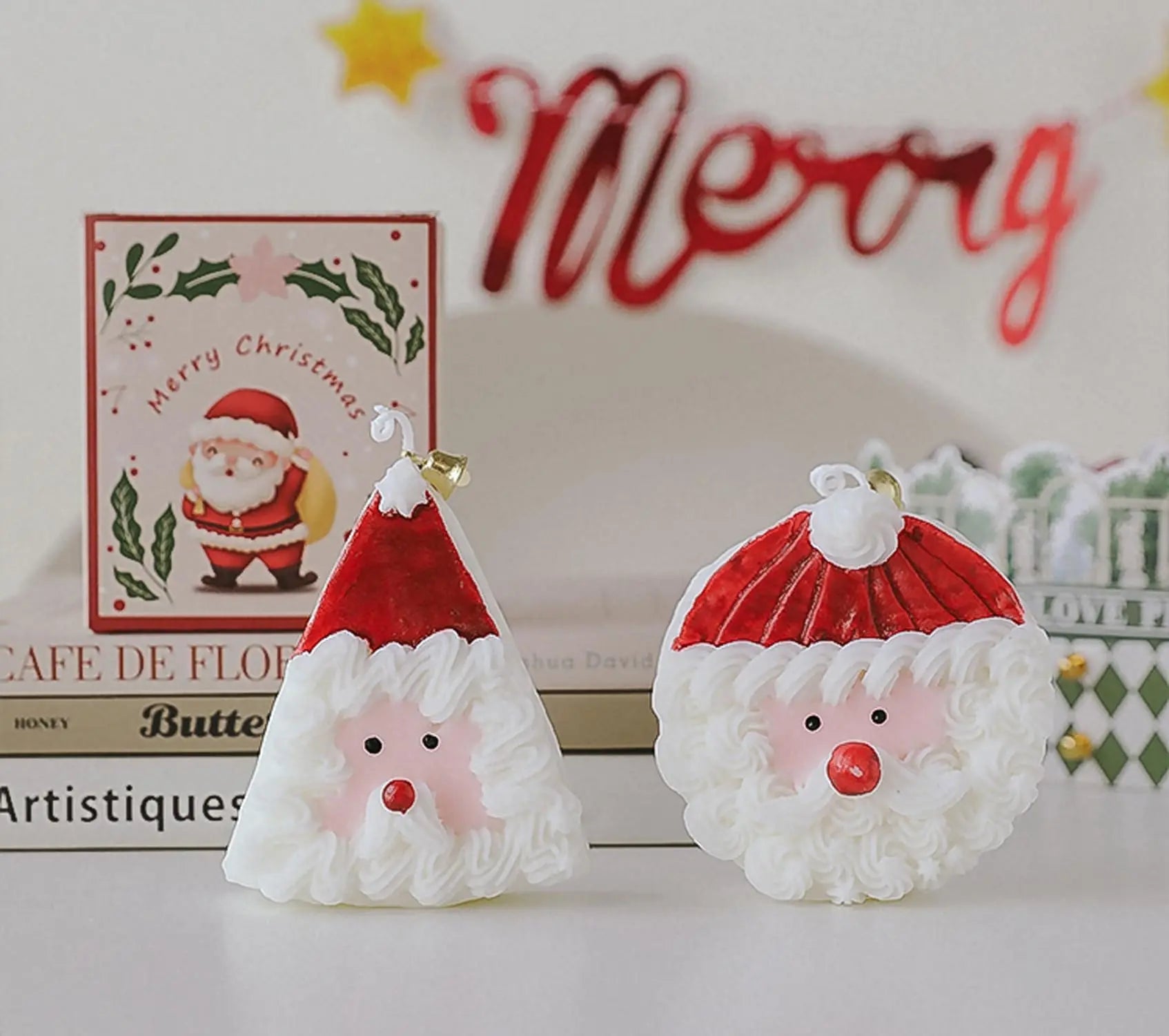 Christmas Cake Scented Candle,110G Handmade Aroma Soy Wax Santa Claus Decorative Candle T-shin Au supplements