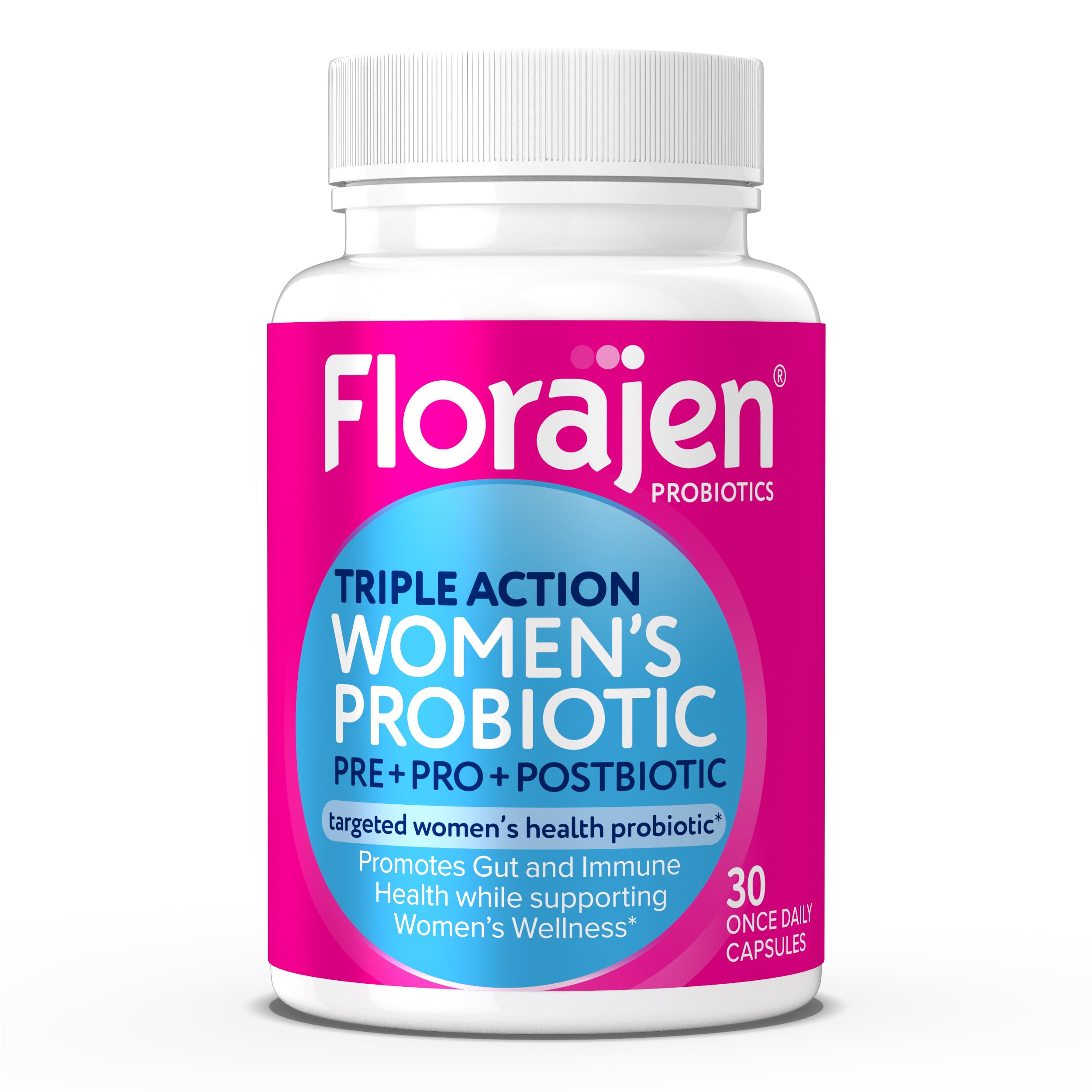 Florajen Women's Complete Triple-Action Prebiotic + Probiotic + Postbiotic for Digestive & Immune Support - Fast-Acting Relief from Constipation & Bloating
