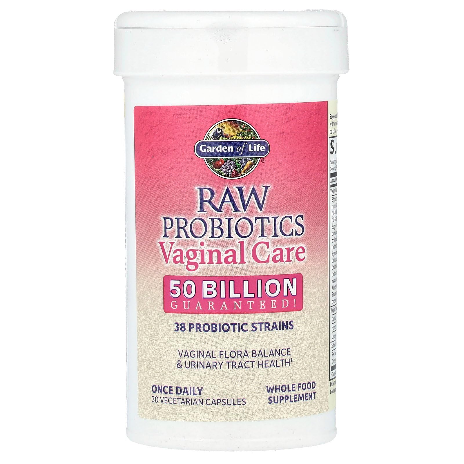 Garden of Life Raw Probiotics Vaginal Care - 50 Billion CFU - 38 Probiotic Strains - Supports Vaginal & Urinary Tract Health - Shelf Stable - 30 Vegetarian Capsules Garden of Life Au supplements