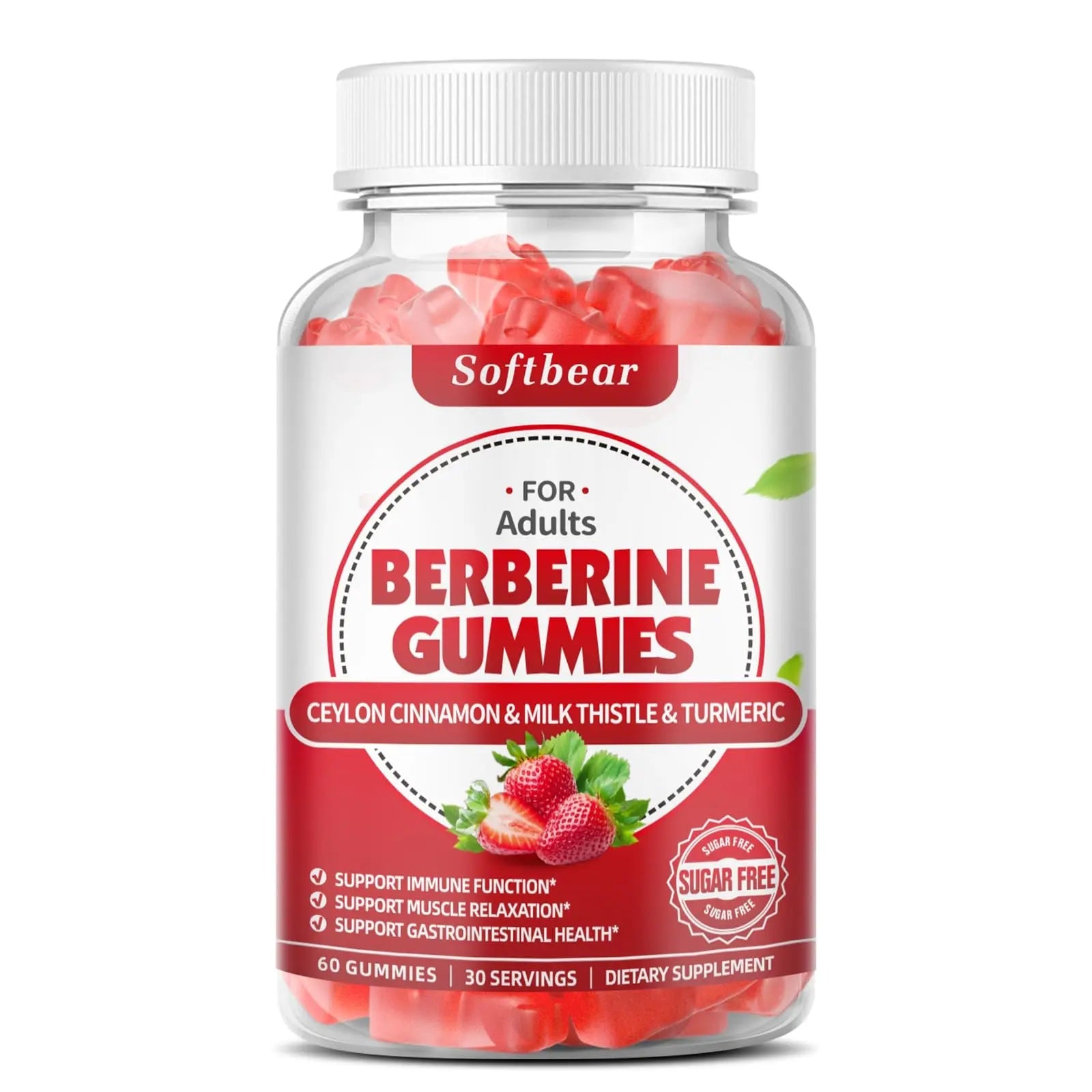 softbear Berberine with Ceylon Cinnamon Gummies-99% Purity Berberine HCL Supplements softbear Au supplements