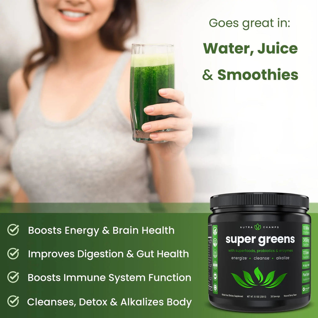 NutraChamps Super Greens Powder Premium Superfood | 20+ Organic NutraChamps Au supplements