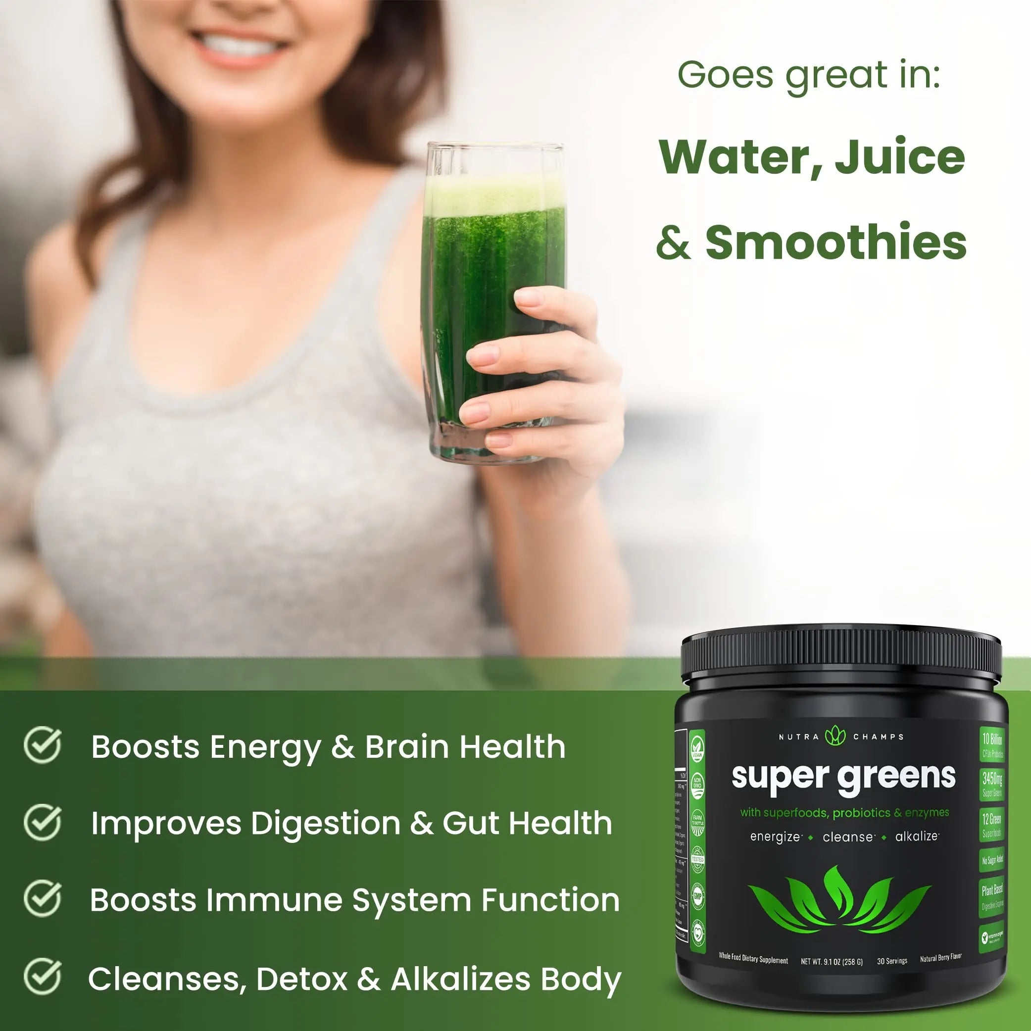NutraChamps Super Greens Powder Premium Superfood | 20+ Organic NutraChamps Au supplements