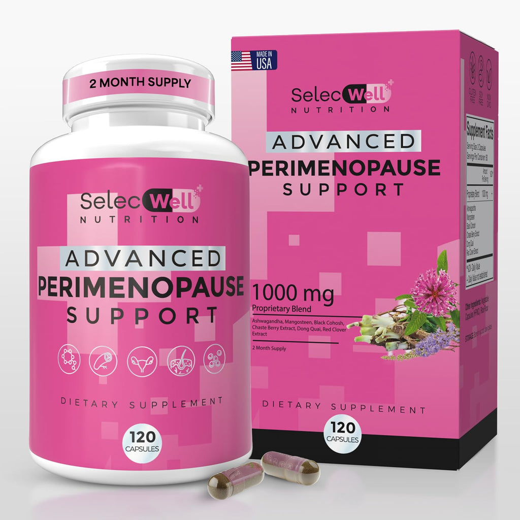 Perimenopause & Menopause Support Supplement for Women – Multi‑Symptom Relief with Black Cohosh & Red Clover Isoflavones | Ashwagandha Adaptogen & Herbal Blend | Hormone Balance Support | 120 Capsules SelecWell Au supplements
