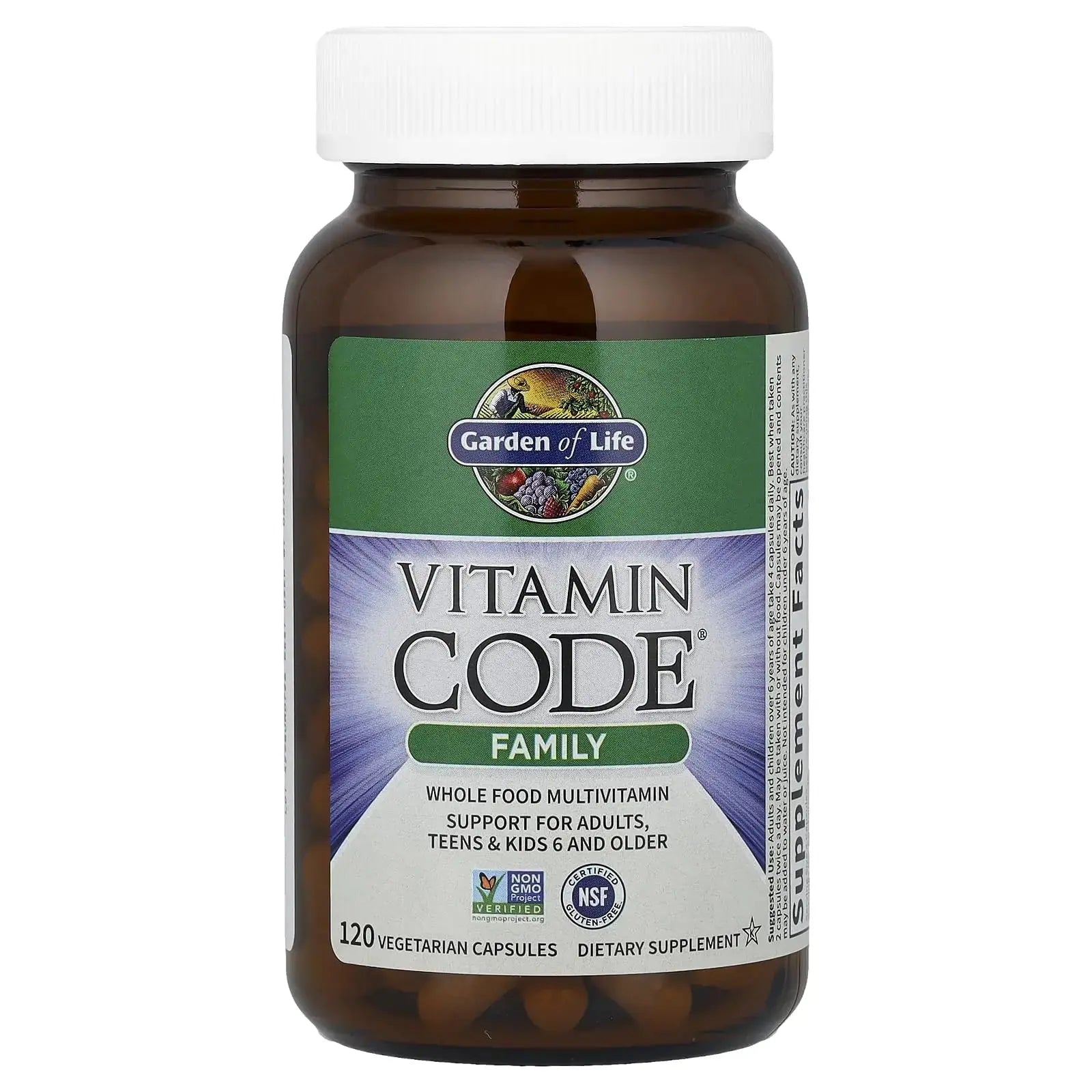 Garden of Life Multivitamin for Women, Men & Kids Age 6 and up, Vitamin Code Family Multi - 120 Vegetarian Capsules, Whole Food Vitamins Garden of Life Au supplements