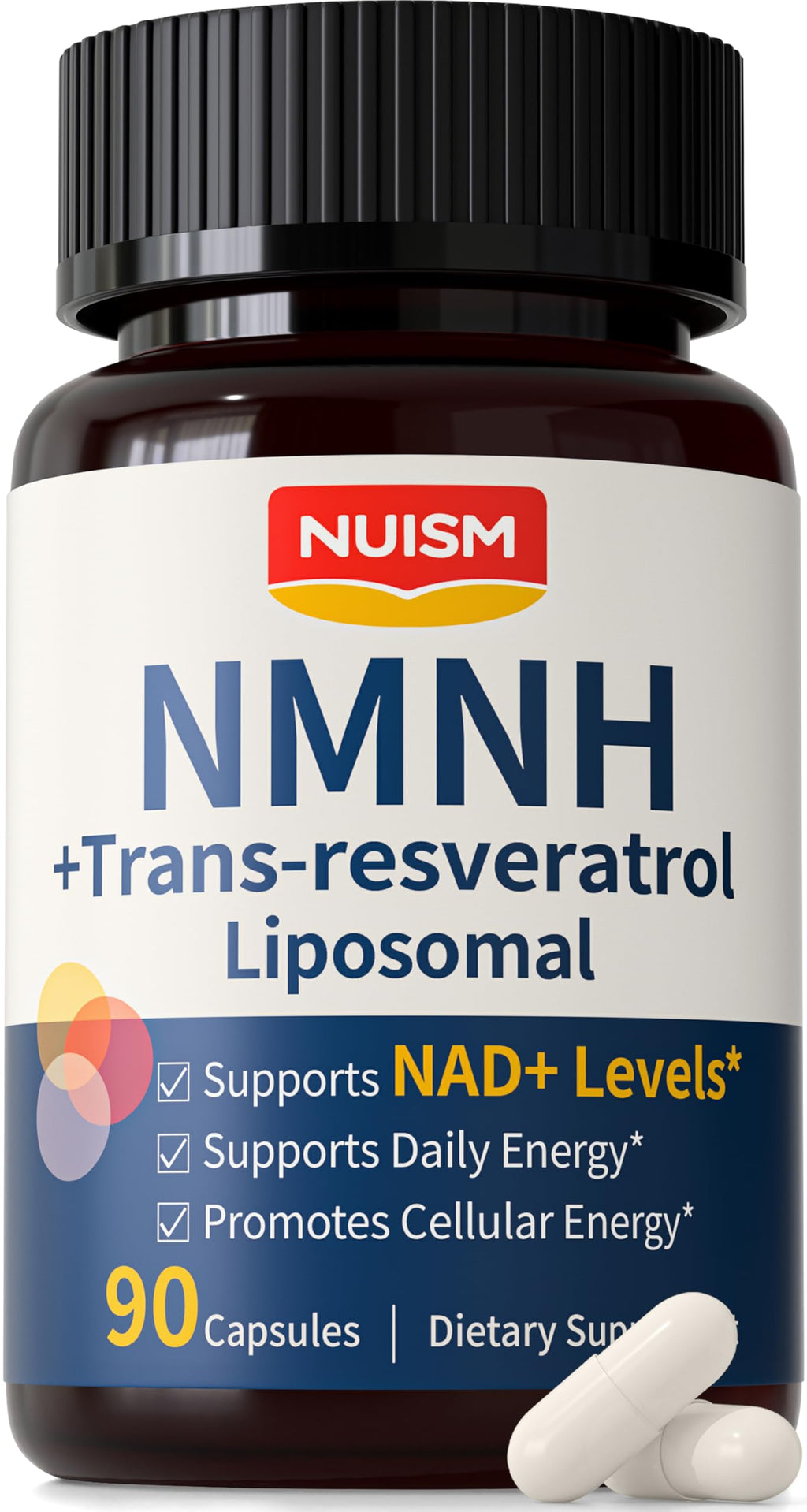 NUISM NMNH NAD+ Supplement, Liposomal 600mg NMN NAD+ and Resveratrol Complex for Cellular Energy, Healthy Aging & Metabolic Support, 90 Capsules NUISM Au supplements