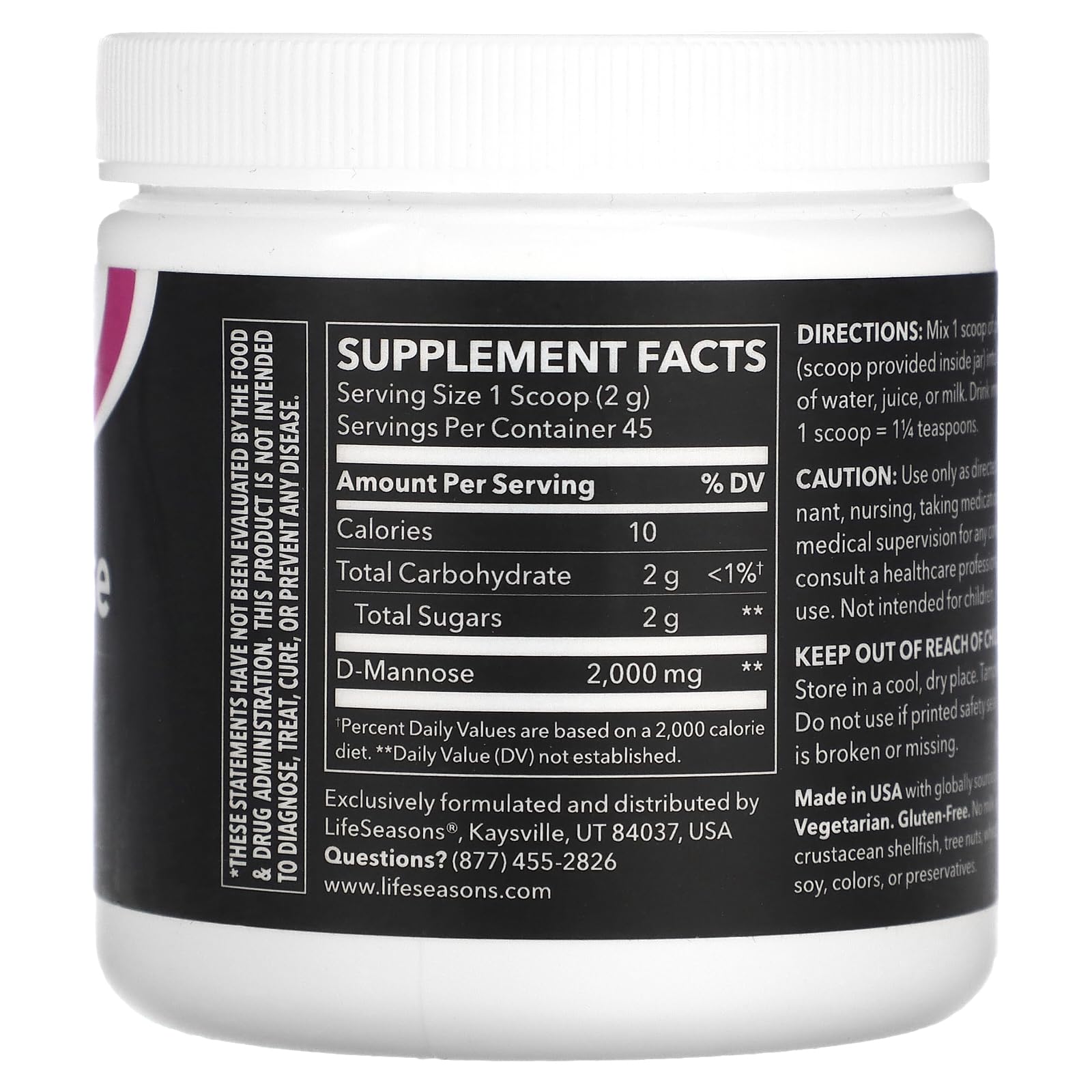 LifeSeasons D-Mannose Powder - Fast-Acting UTI Relief - Urinary Tract Health Supplement - Supports Healthy Levels of Microflora & Eases Bladder Discomfort - 45 Servings LifeSeasons Au supplements