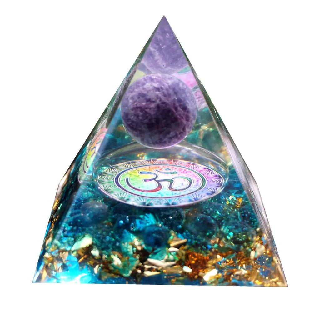Besorgone Orgonite Pyramid for Positive Energy Amethyst Sphere Chakra Orgone with Blue Quartz Besorgone Au supplements