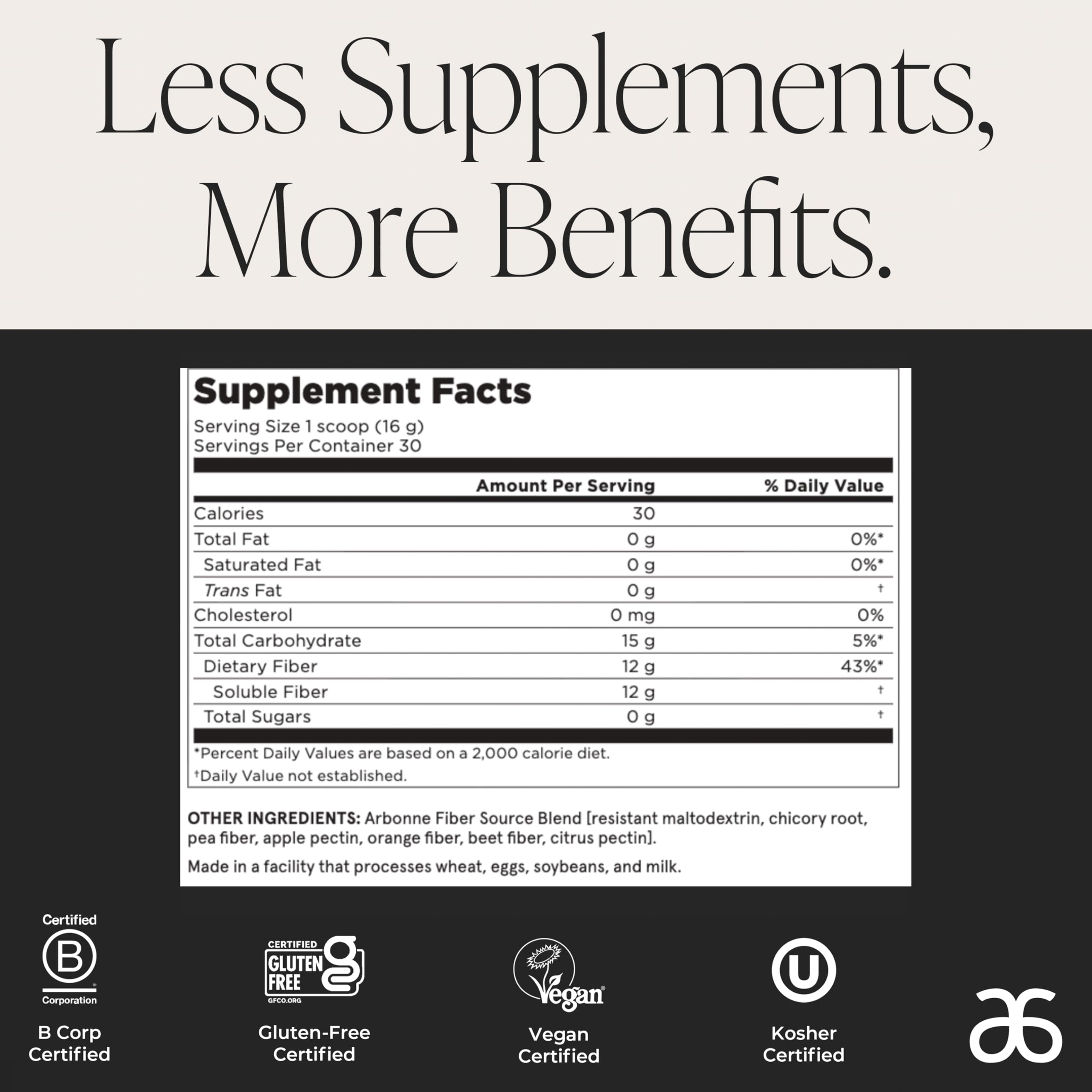 GutHealth Prebiotic Fiber – 12g Soluble Fiber including Inulin for gastrointestinal health, Regularity, Satiety, and Daily Gut Wellness; Easy to Mix Into Drinks or Food
