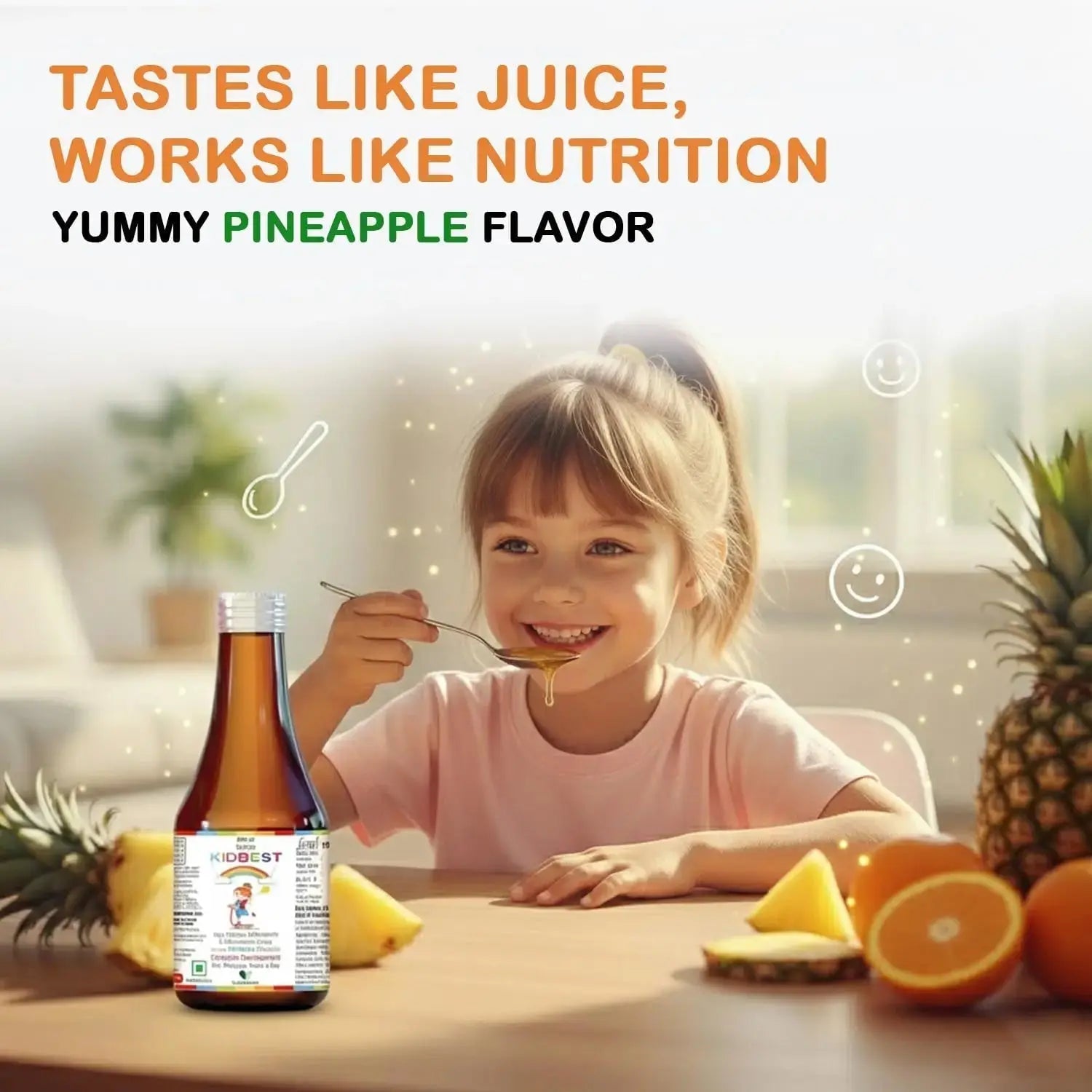 Kidbest Multivitamin Syrup for Kids 3-13 Years – Liquid Formula with 20 Nutrients for Appetite, Immunity, and Growth – Tasty Daily Vitamins HealthBest Au supplements