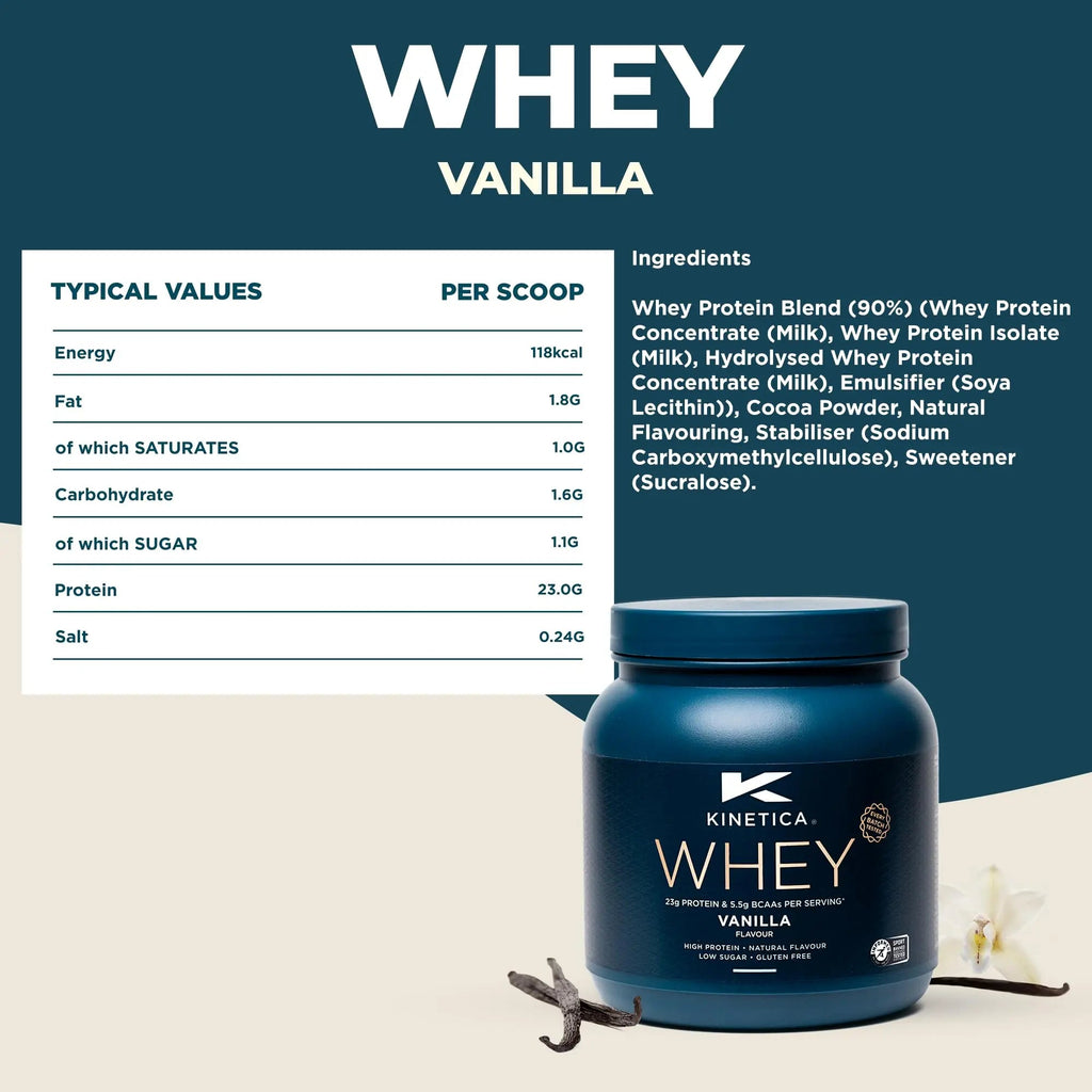 Kinetica Vanilla Whey Protein Powder | 2.27kg | 23g Protein per Serving | 76 Servings Kinetica Au supplements