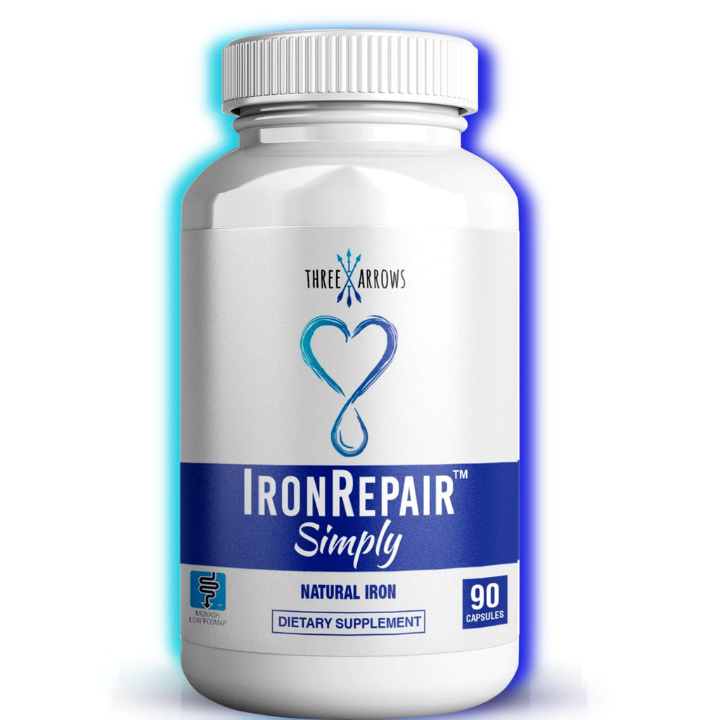 Iron Repair Simply Natural Iron Supplement, Best Absorption & Gentle on Stomach, Monash Low FODMAP, Raise Hemoglobin & Ferritin Iron Pills for Women, Men, Teens