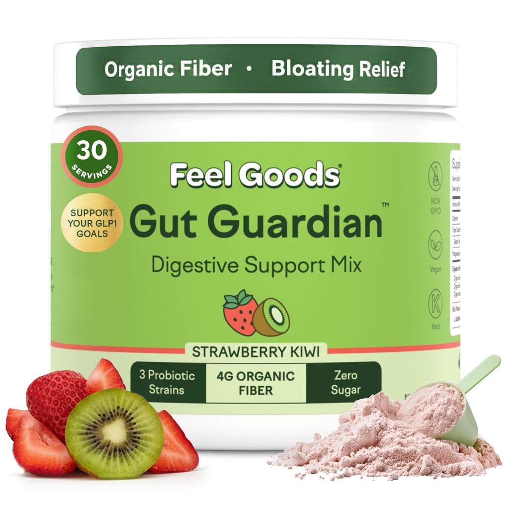 Feel Goods Gut Guardian, Gut Health Powder Drink Mix - Probiotic Fiber with Prebiotics & L Glutamine for Digestive Health, Bloating Relief & Digestion Support,