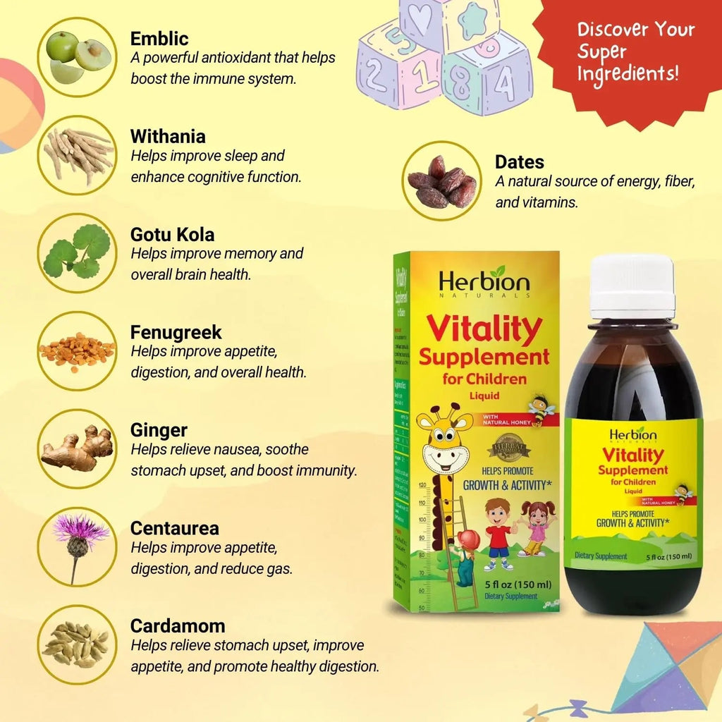 Herbion Naturals Vitality Supplement Syrup for Children, Promotes Growth and Appetite Herbion Naturals Au supplements