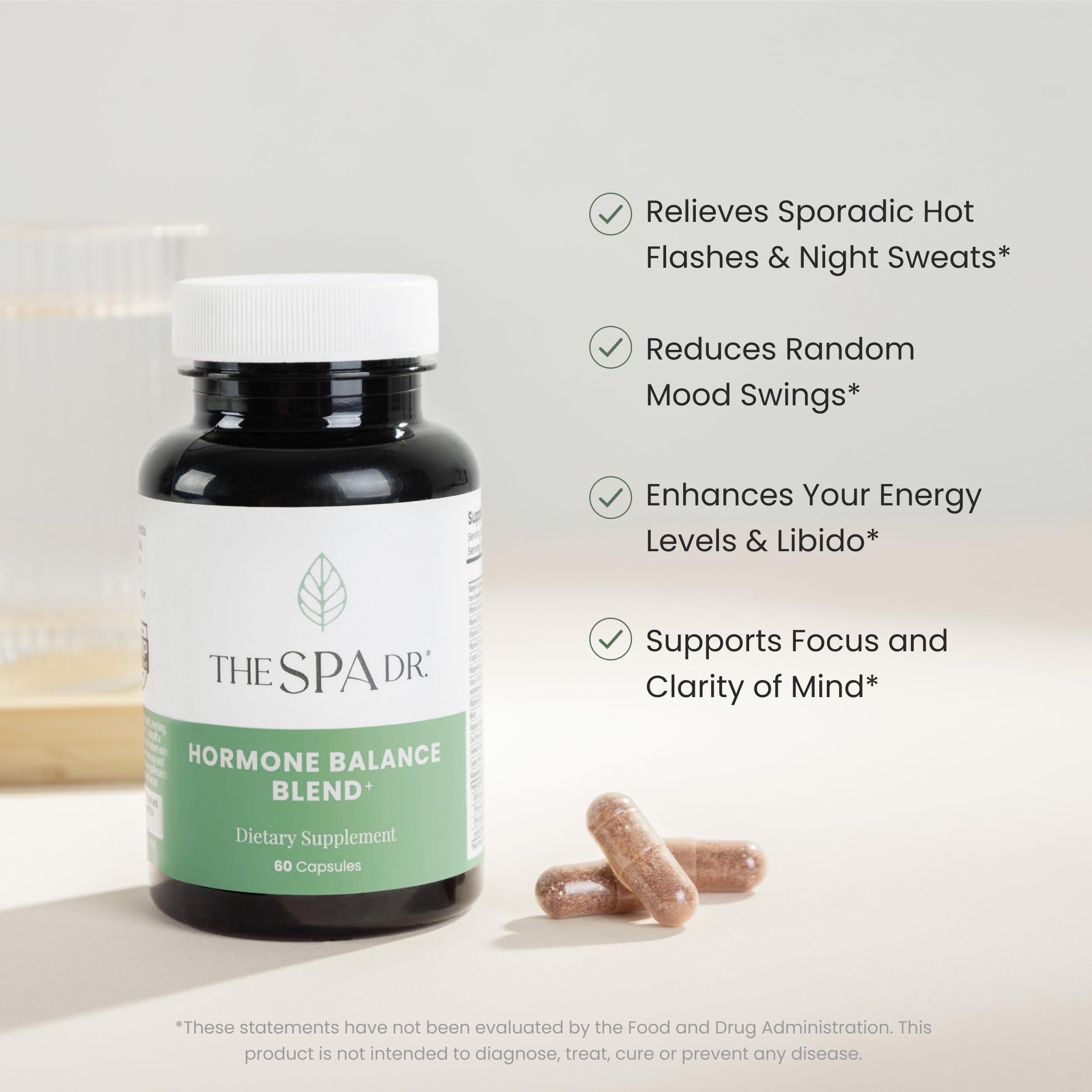 The Spa Dr. Hormone Balance for Women - Menopause Supplements for Women with Saw Palmetto, Chaste Tree Berry, Dong Quai for Night Sweats, Hot Flashes & Mood Swings - Menopause Support - 60 Capsules The Spa Dr. Au supplements
