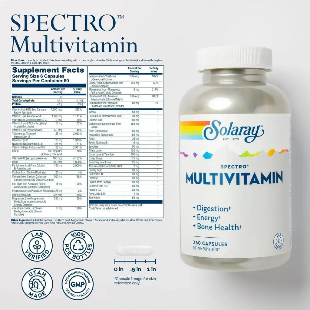 SOLARAY Spectro Multivitamin with Iron - Multi Vitamin with Calcium, Magnesium, Energizing Greens, Herbs & Digestive Enzymes SOLARAY Au supplements