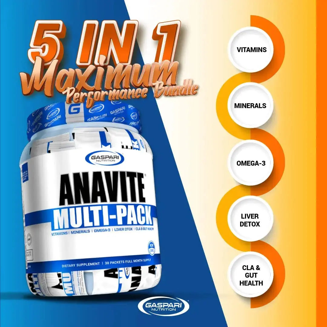 Gaspari Nutrition Anavite, Full Spectrum Multi-Vitamin Packs, Anavite Multivitamins, CLA, Omega 3s, Proven Gut, and Proven Liver Detox Gaspari Nutrition Au supplements