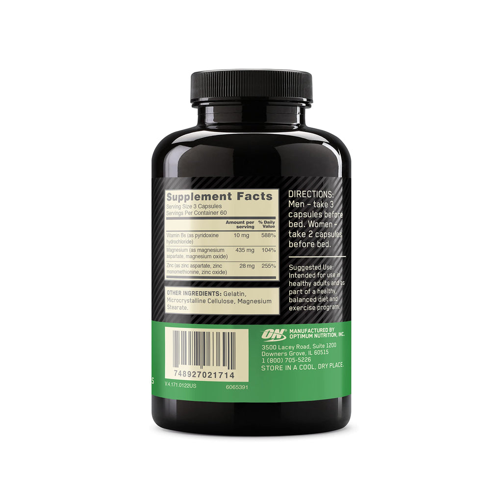 Optimum Nutrition Muscle Recovery and Endurance Supplement for Men and Women, Zinc and Magnesium Supplement, 180 Count