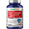 NusaPure Super Calcium with Vitamin D 3 & Calcium Citrate - Suitable for Vegetarian/Vegan, Non - GMO - 1300mg - 240 Capsules NusaPure Au supplements