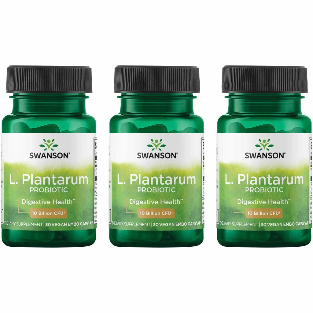 Swanson L. Plantarum - 10 Billion CFUs - Probiotic Supplement for Occasional Gas & Bloating - Supports Lower GI Tract Health* - No Refrigeration Needed - Non-GMO - 30 Vegan Capsules (3 Pack) Swanson Au supplements