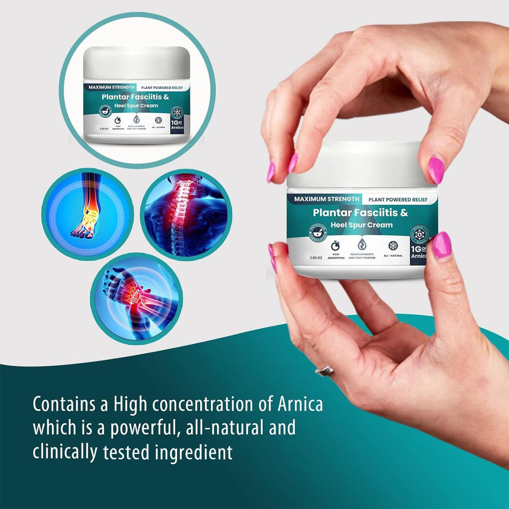 M PAIN MANAGEMENT TECHNOLOGIES Plantar Fasciitis And Heel Spur Cream By PMT - Cream For Foot Relief. High Concentration of Arnica; Vitamin B6, MSM, Glucosamine - To Soothe and Relieve - 2.82 OZ M PAIN MANAGEMENT TECHNOLOGIES Au supplements