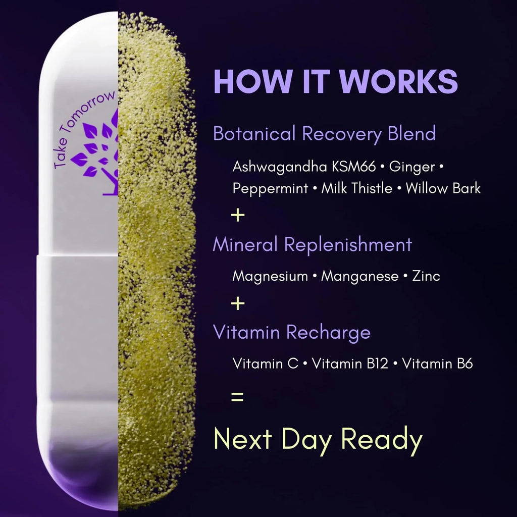 purple tree Next Day – Post-Drink Morning Wellness Supplement for Balance, Restore & Replenishment | Ashwagandha KSM-66, Milk Thistle, Ginger purple tree Au supplements