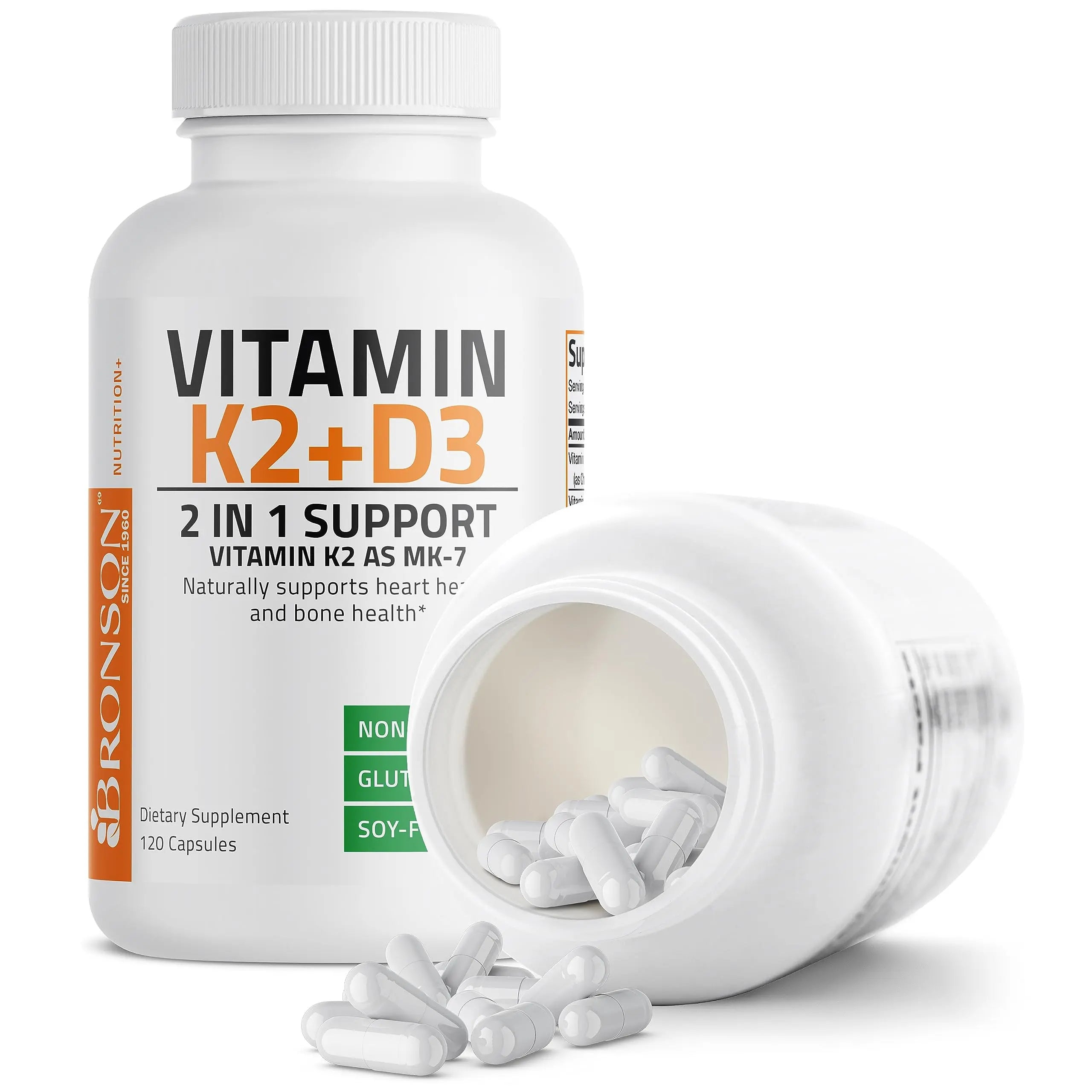 Bronson Vitamin K2 (MK7) with D3 Supplement Non-GMO Formula 5000 IU Vitamin Bronson Au supplements
