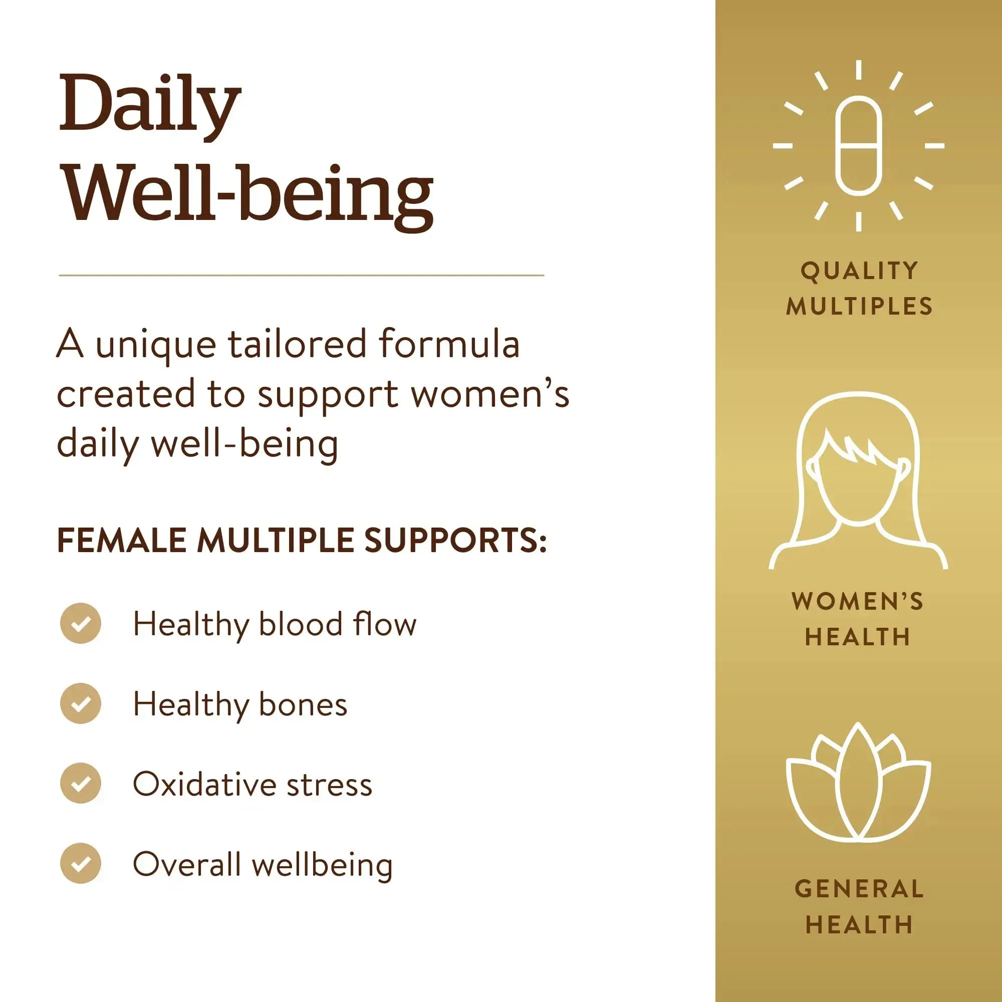 Solgar Female Multiple, 120 Tablets - Multivitamin, Mineral & Herbal Formula for Women - Advanced Phytonutrient Solgar Au supplements