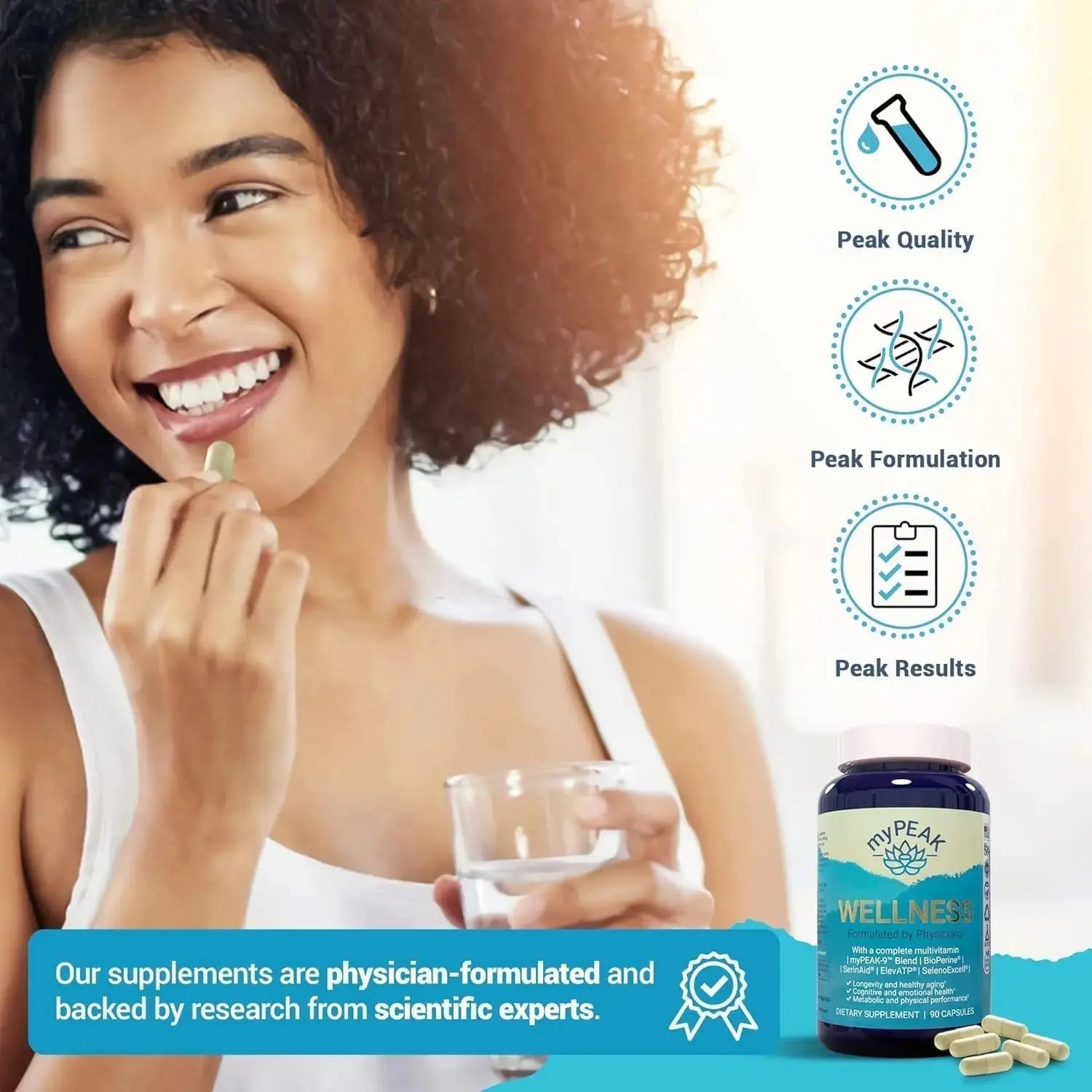 myPEAK Wellness Award-Winning Vegan Multivitamin with ElevATP Ancient Peat Extract, Natural Astaxanthin, Iron, Resveratrol and Alpha GPC myPEAK Au supplements