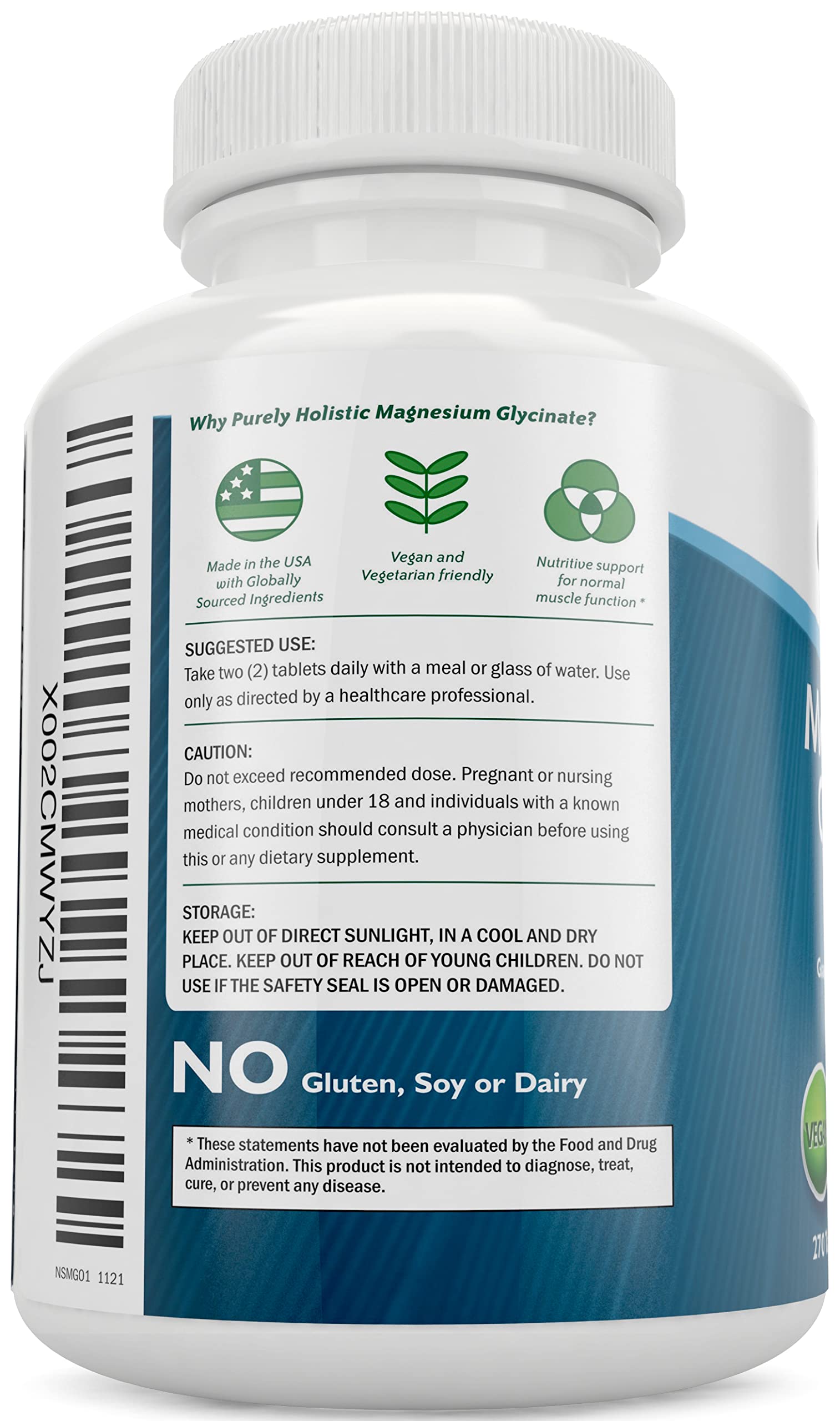 Magnesium Glycinate 400mg - 270 Magnesium Tablets (not Capsules) - 400 mg Elemental Magnesium - Highly Bioavailable - Vegan and Vegetarian - for Improved Sleep, Stress Relief & Cramp Defense Purely Holistic Au supplements