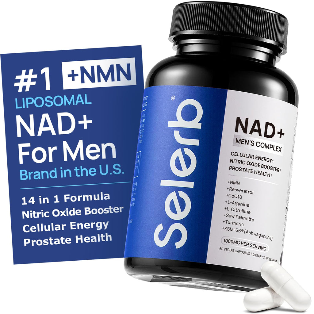 Liposomal NAD Supplement for Men – NMN Supplement Nitric Oxide Prostate Health Supplements with Resveratrol, CoQ10, L Citrulline and Lycopene for Anti-Aging & Cellular Energy Support 60 Capsules Selerb Au supplements