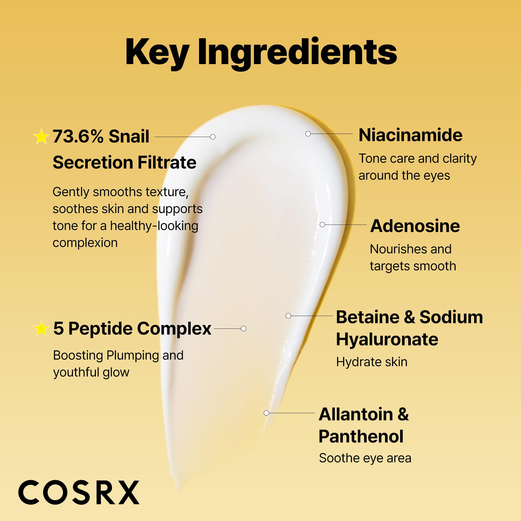 COSRX Snail Mucin Peptide Under Eye Cream, 0.84 fl oz, 73.7% Snail Mucin and Niacinamide, Eye Care