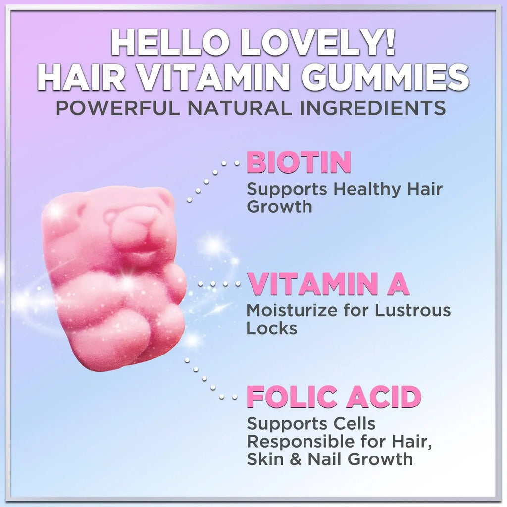 Hello Lovely! Hair Vitamins Gummies with Biotin 5000 mcg Vitamin E & C Support Hair Growt Hello Lovely! Au supplements