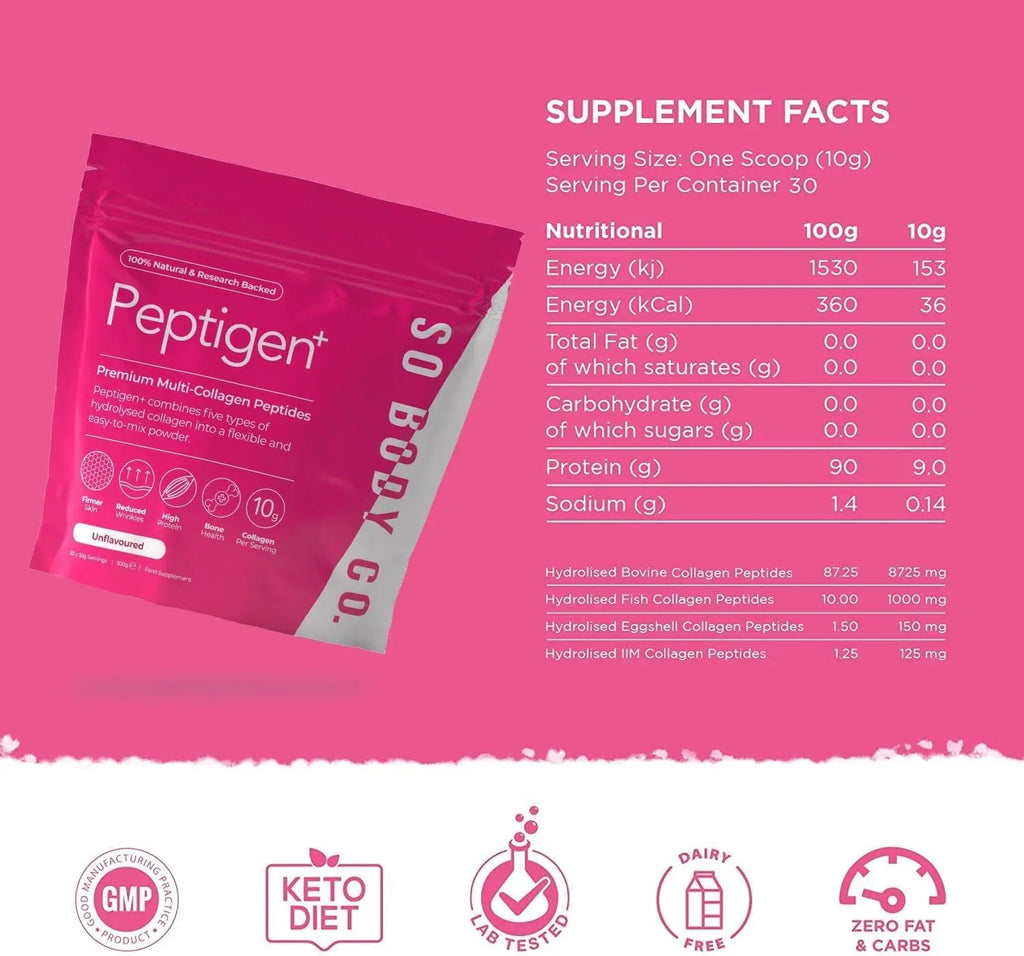 SoBodyCo Premium Collagen Supplement, Unique 5 Types of Collagen Powder, 300000mg, Collagen Peptides, Collagen So Body Co Au supplements
