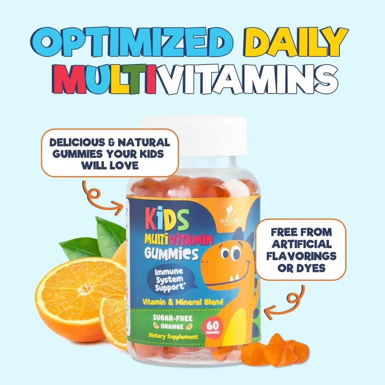 Kids Multivitamin Gummies - Improved Sugar-Free Formula - 100% Daily Folate, Kids Vitamins with Essential Vitamins A, C, D3, E, B6, B12 Nature's Nutrition Au supplements