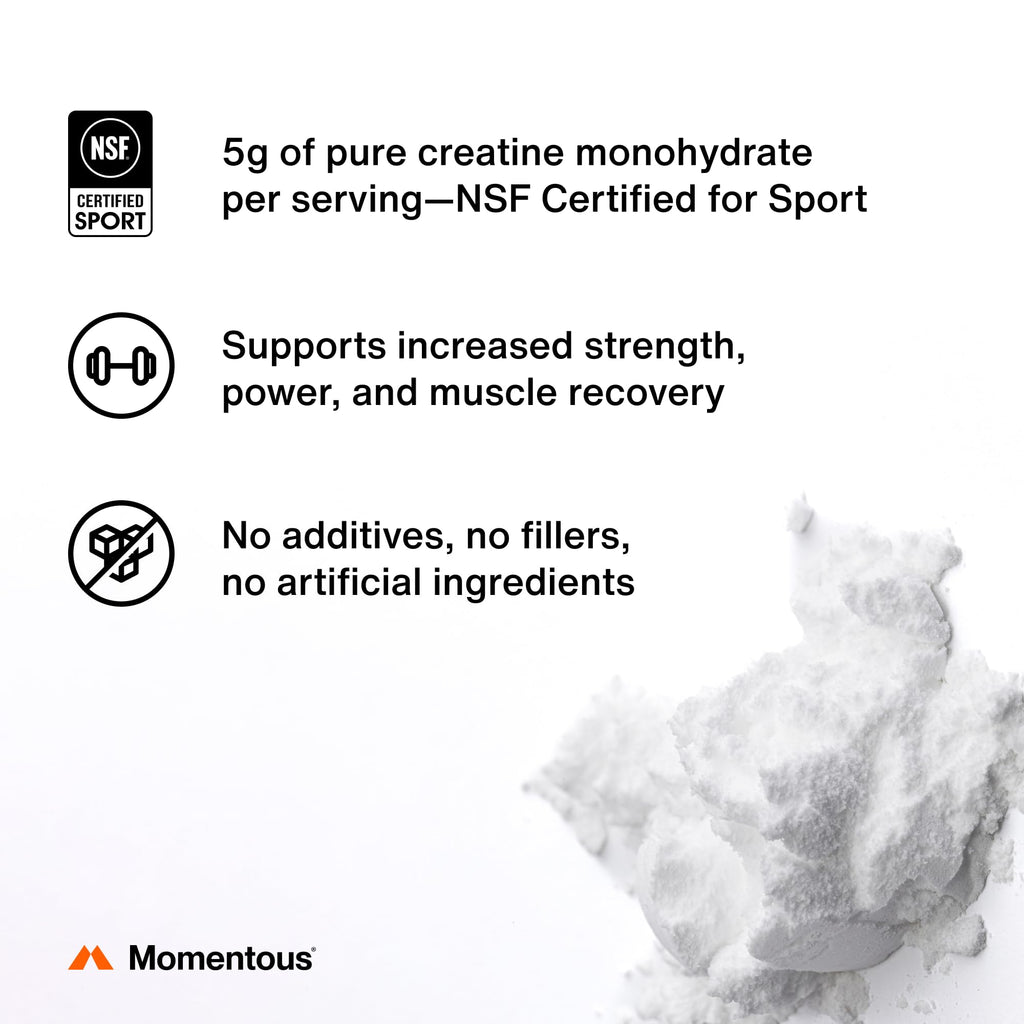 Momentous Creatine Monohydrate Powder - Creatine Powder - Supports Strength, Lean Muscle, & Recovery for Men & Women
