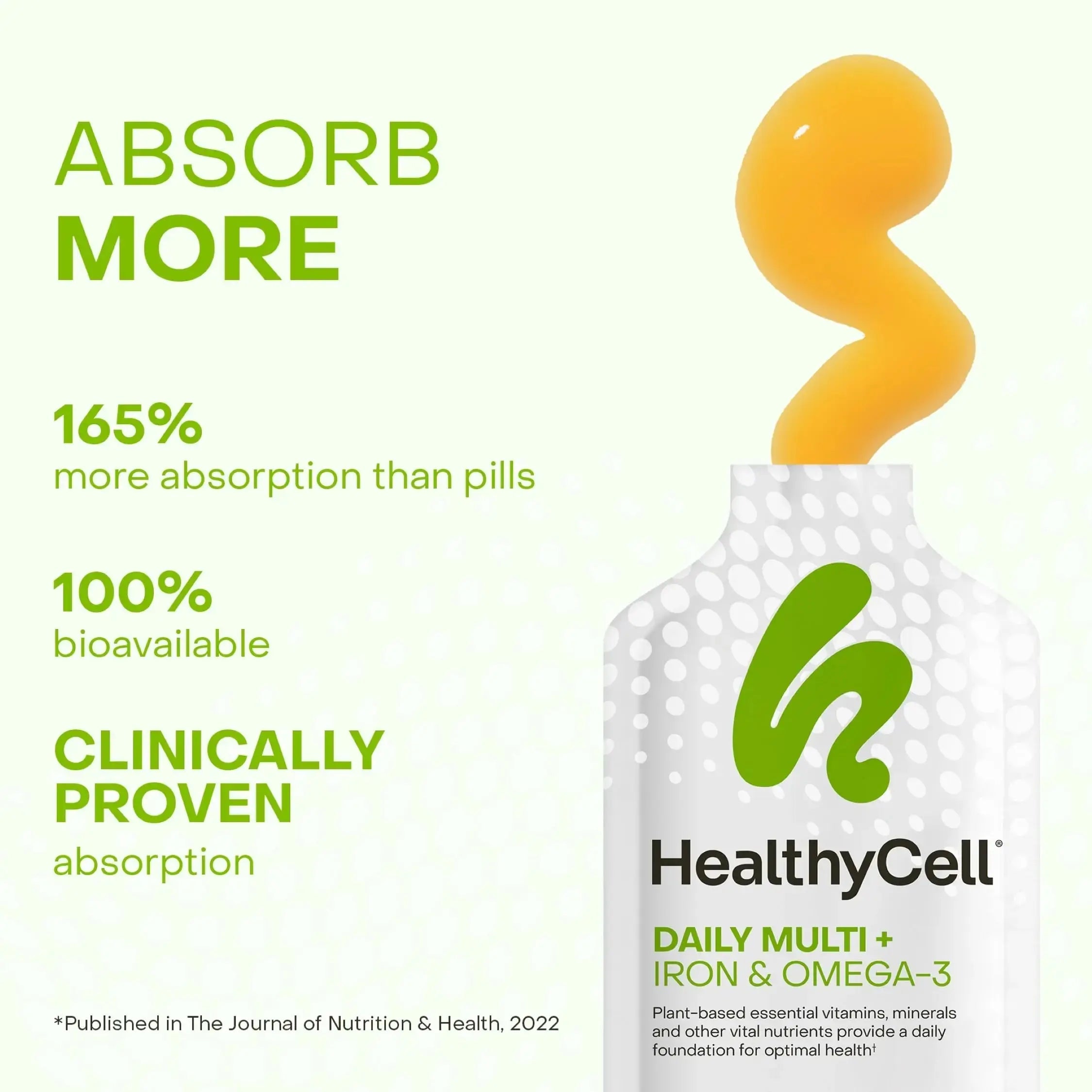 Healthycell Vegan Daily Multivitamin Liquid Supplement with Iron and Omega-3, 25+ Essential Vitamins, Minerals & Nutrients for Brain Healthycell Au supplements