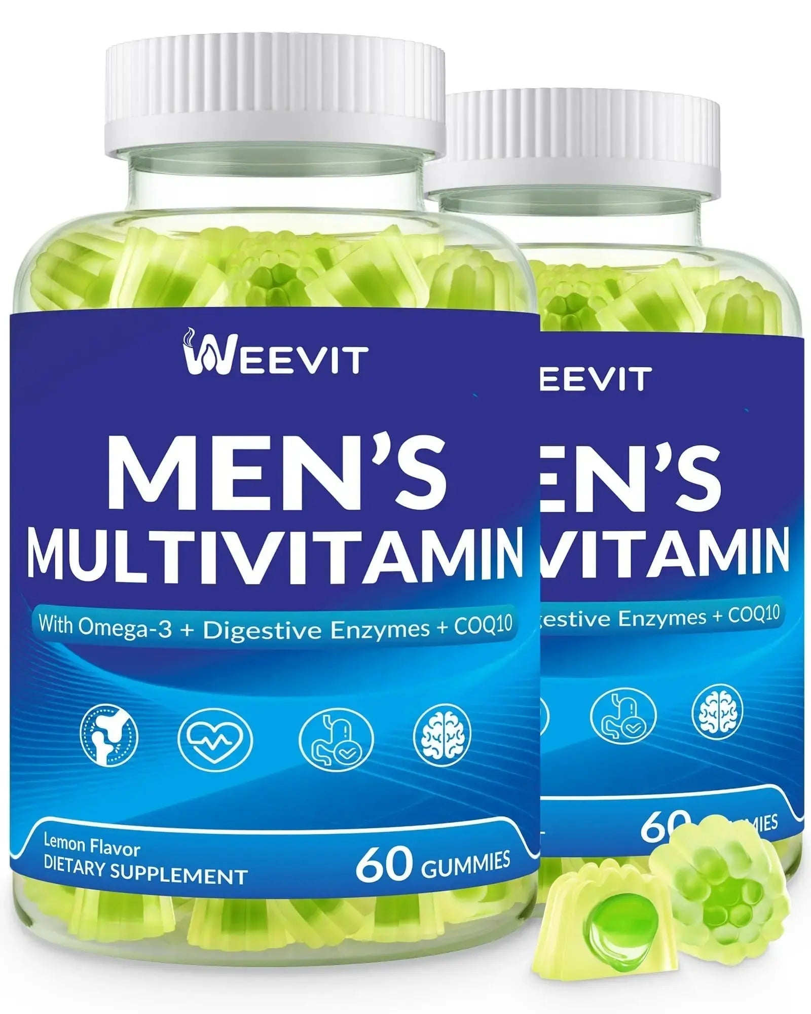 WEEVIT Mens Multivitamins Gummies, Omega 3, CoQ10, Turmeric, Lycopene, Digestive Enzymes, Daily Mens Vitamins A C D E B6 B12 WEEVIT Au supplements