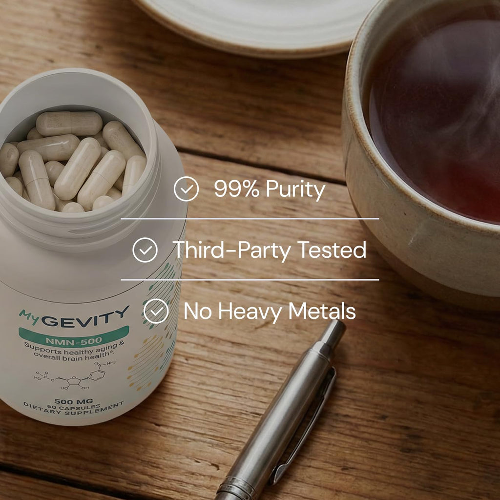 NMN 500mg per Serving – Over 99% Purity – Nicotinamide Mononucleotide Capsules for NAD+ Support, Cellular Energy & Healthy Aging – Vegan, Non-GMO, cGMP Certified Facility, Made in USA – 60 Capsules MyGevity Au supplements