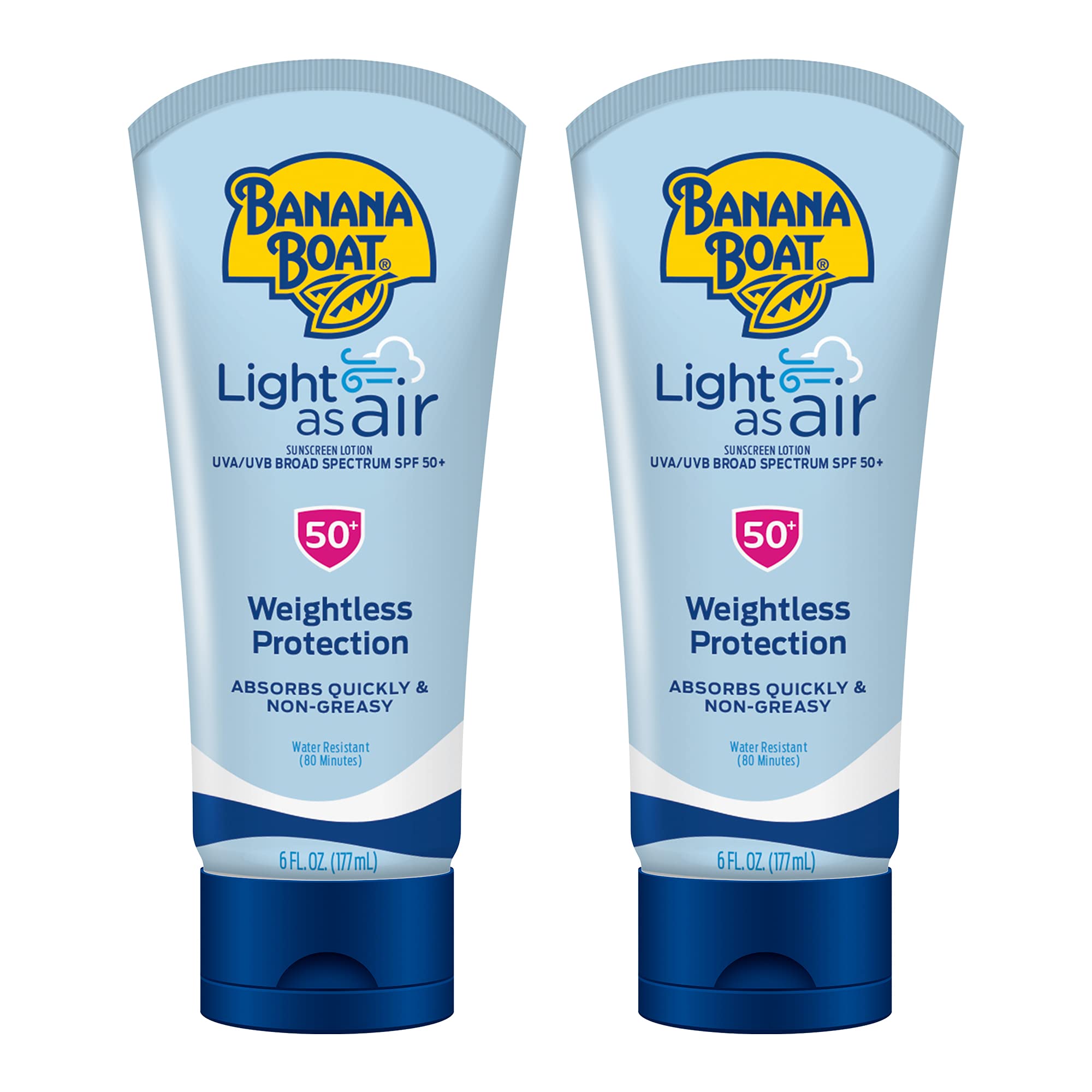 Banana Boat Light As Air Sunscreen Lotion SPF 50 Twin Pack | Lightweight & Non-Greasy Lotion Sunscreen SPF 50