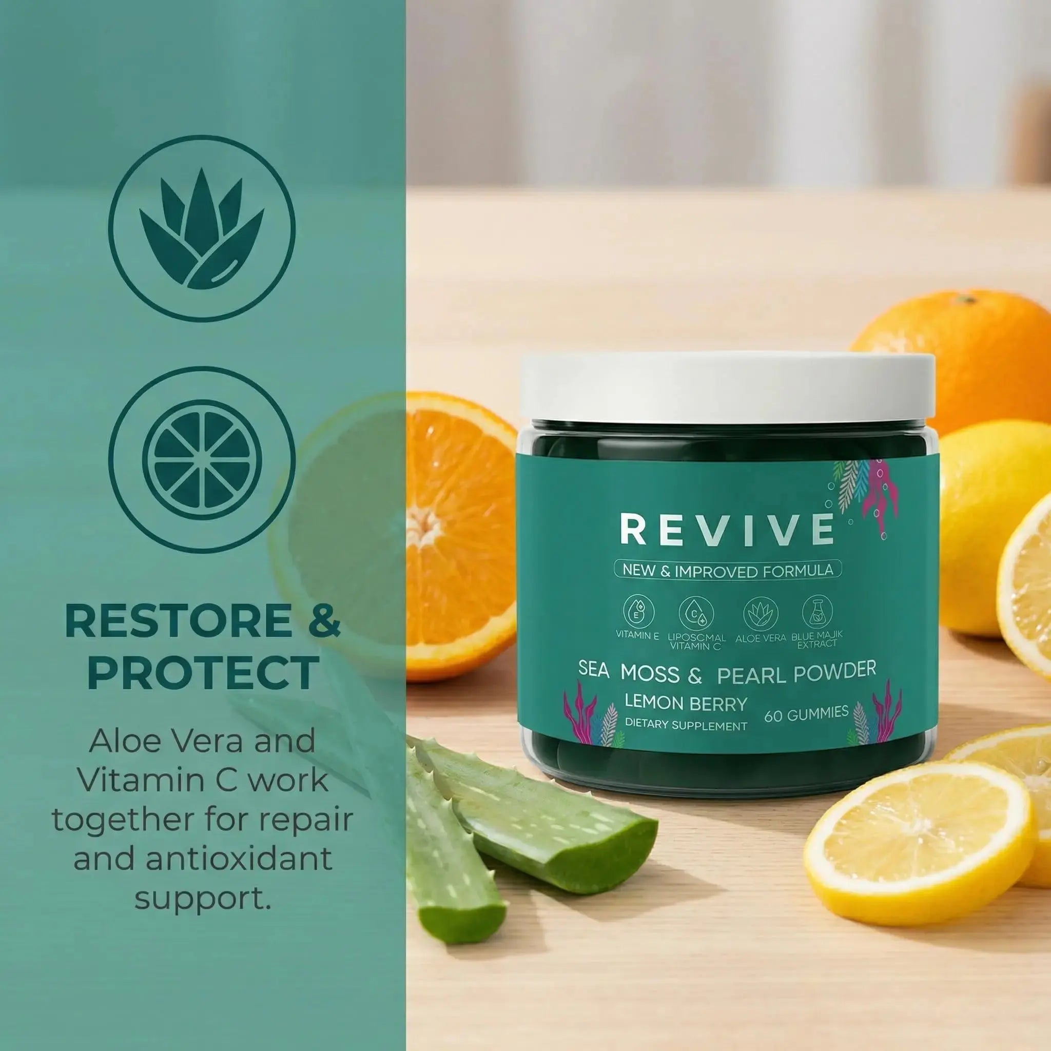 Balmbare Revive Gummies for Hair Loss - Sea Moss Gummies with Vitamin C, Vitamin E, Aloe Vera, Pearl Powder Supports Faster Hair Growth Rulinal Au supplements