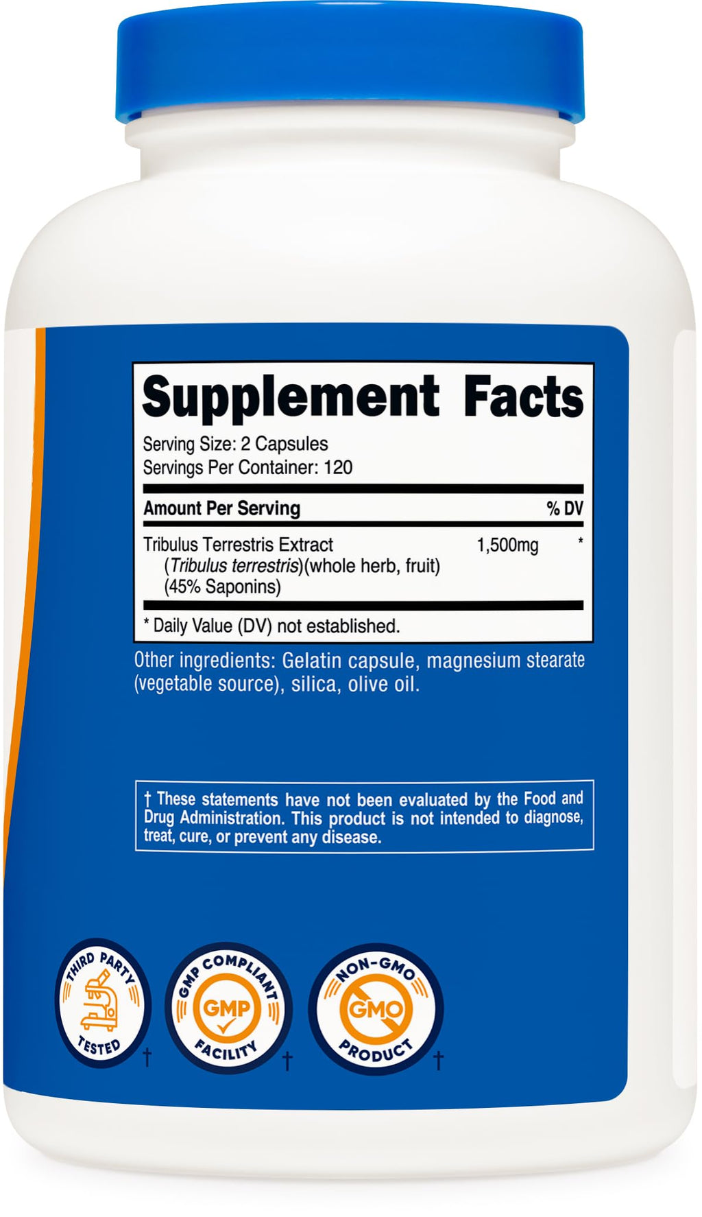Nutricost Tribulus Terrestris Extract 1500mg, 240 Capsules - 45% Saponins, 120 Servings, Non-GMO, Gluten Free