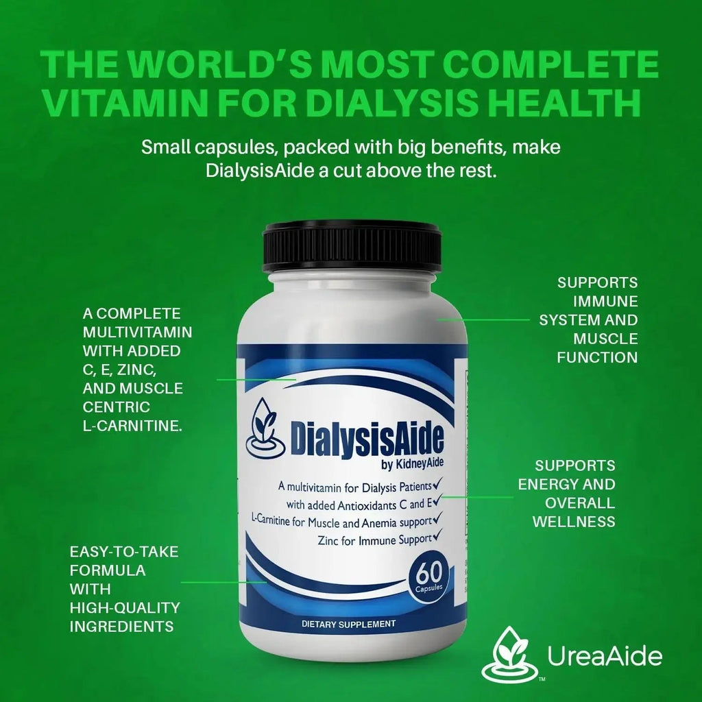 Renal Replacement Therapy Complete Multi Vitamin - 60 Capsules, 30 Day Supply, B-Complex, Antioxidant Vitamin C& E, L-Carnitine & Zinc Immune, Skin, Red Cell KidneyAide Au supplements