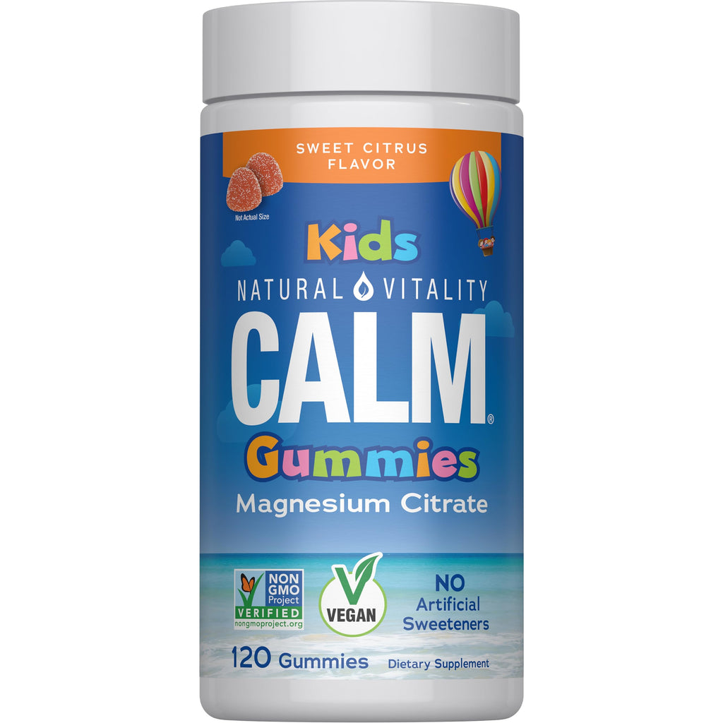 Natural Vitality Calm, Magnesium Citrate Kids Supplement, Stress Relief Gummies, Supports a Healthy Response to Stress