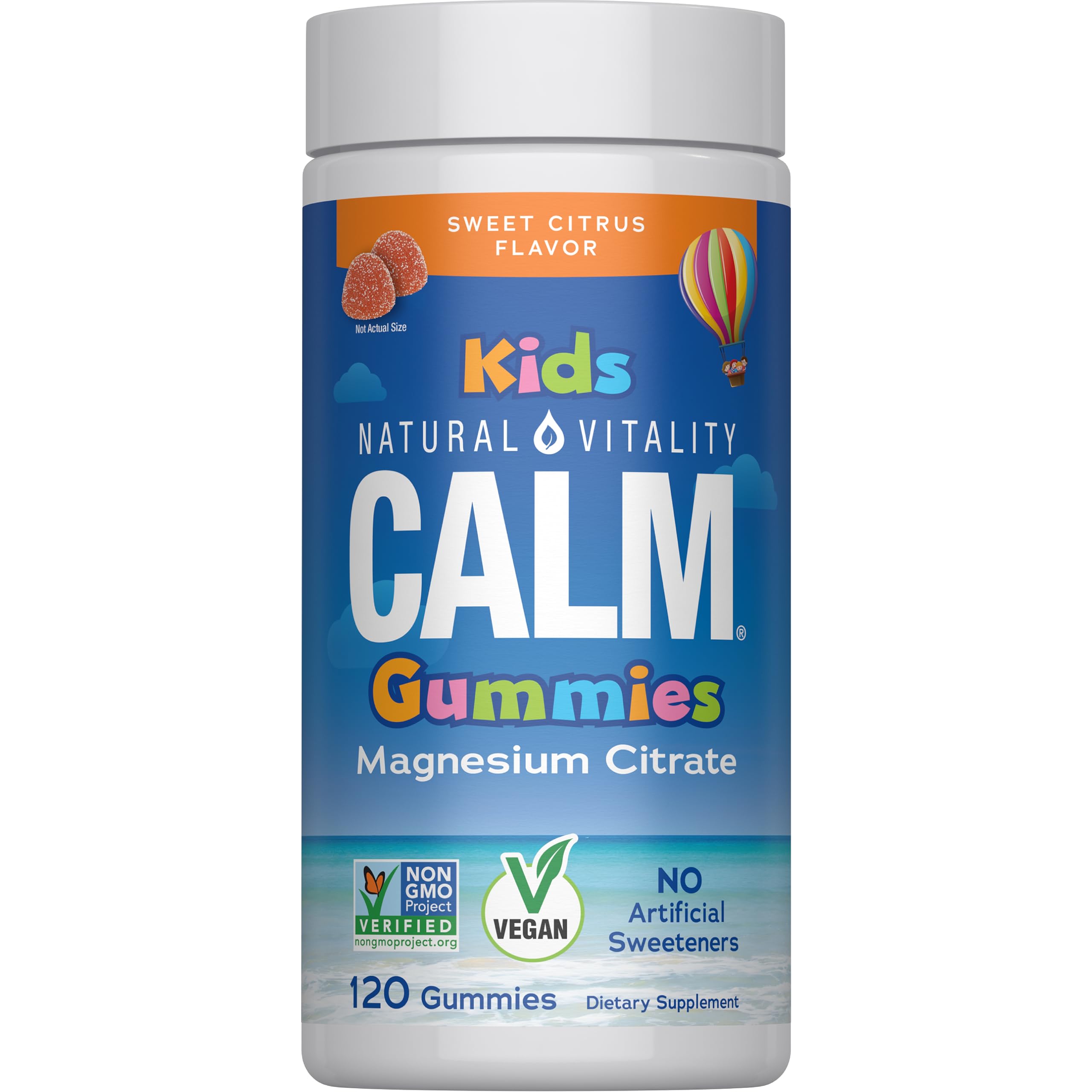 Natural Vitality Calm, Magnesium Citrate Kids Supplement, Stress Relief Gummies, Supports a Healthy Response to Stress